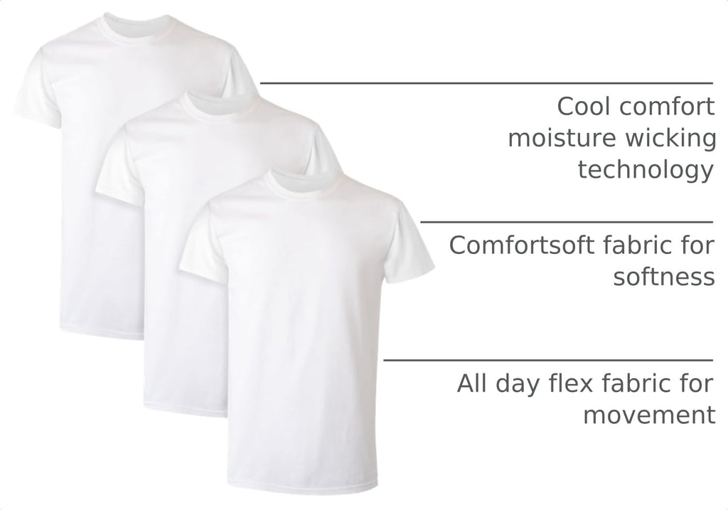 Hanes Men’s Stay-Tucked Cotton Crewneck Undershirts, Multipack