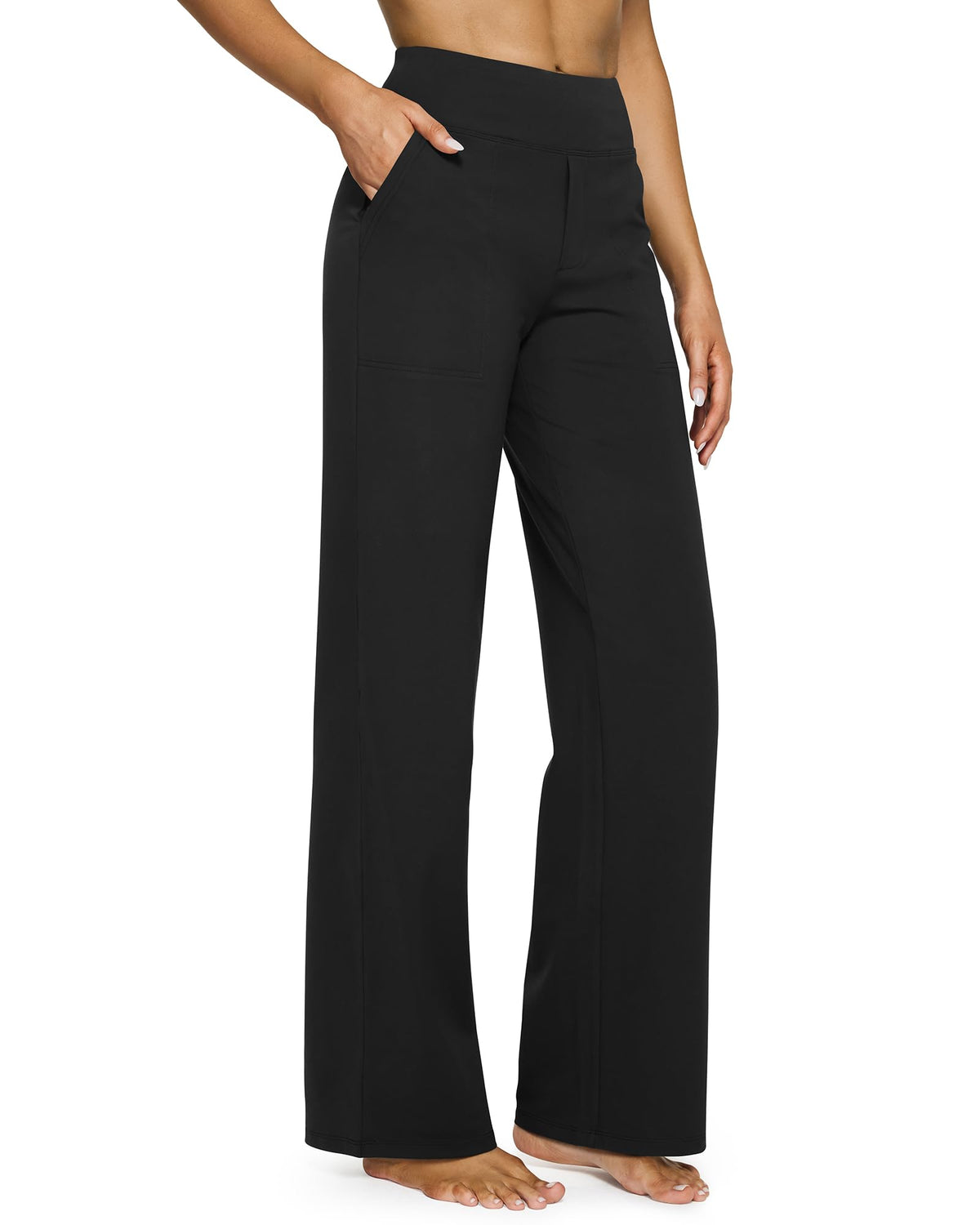 G4Free Women’s High-Waisted Wide-Leg Yoga Pants with Pockets