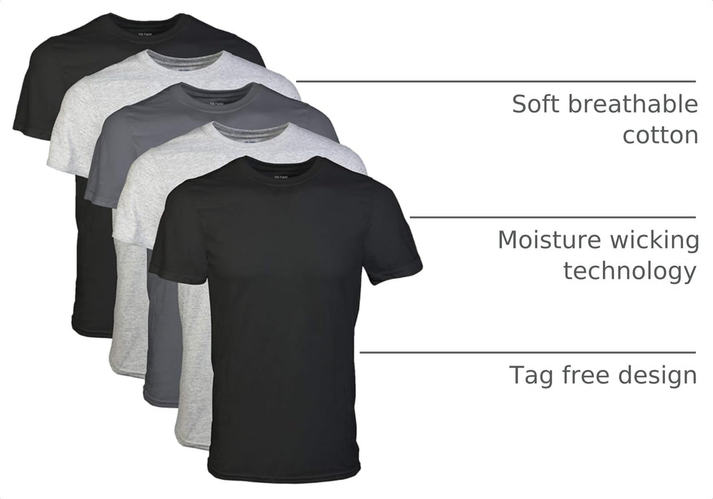 Gildan Men’s Cotton Crewneck T-Shirts, Multipack
