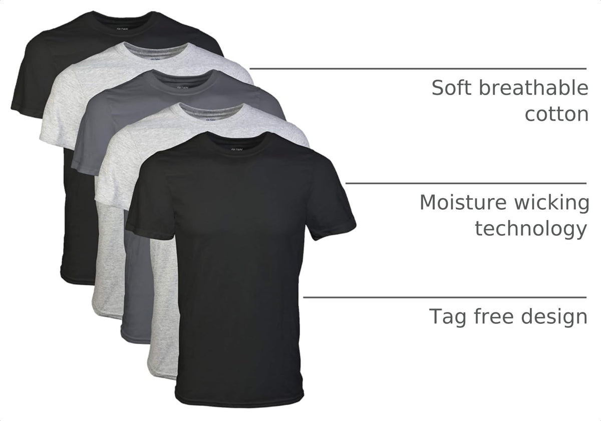 Gildan Men’s Cotton Crewneck T-Shirts, Multipack