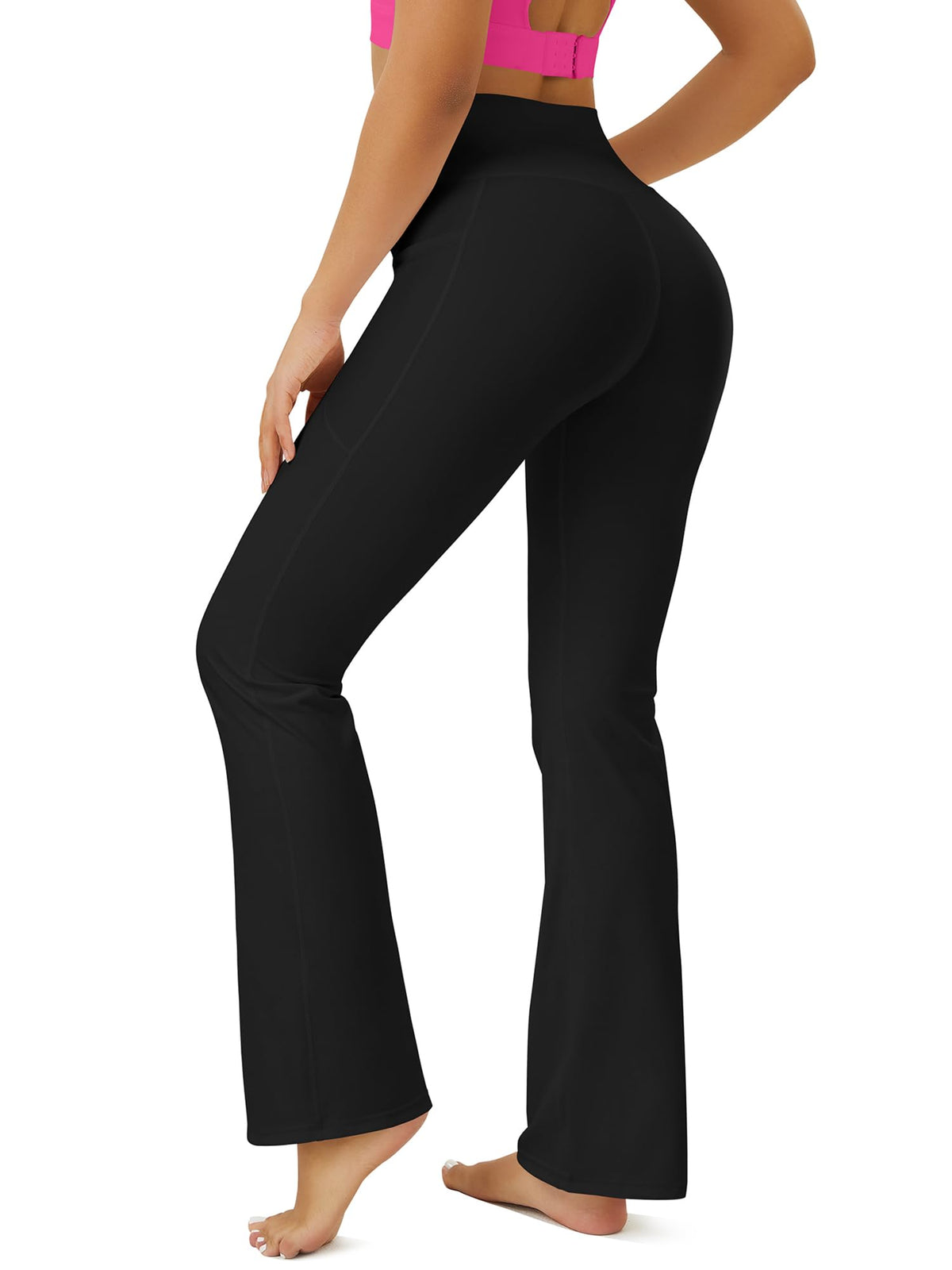 FOHOFO Women’s Crossover Flare Leggings with Pockets