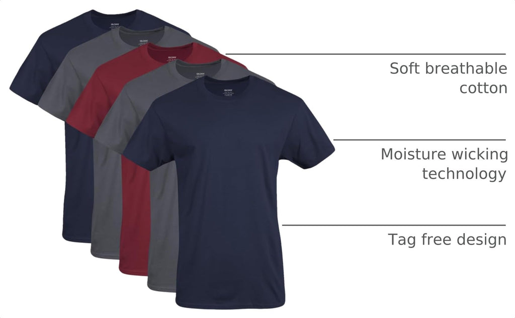 Gildan Men’s Cotton Crewneck T-Shirts, Multipack