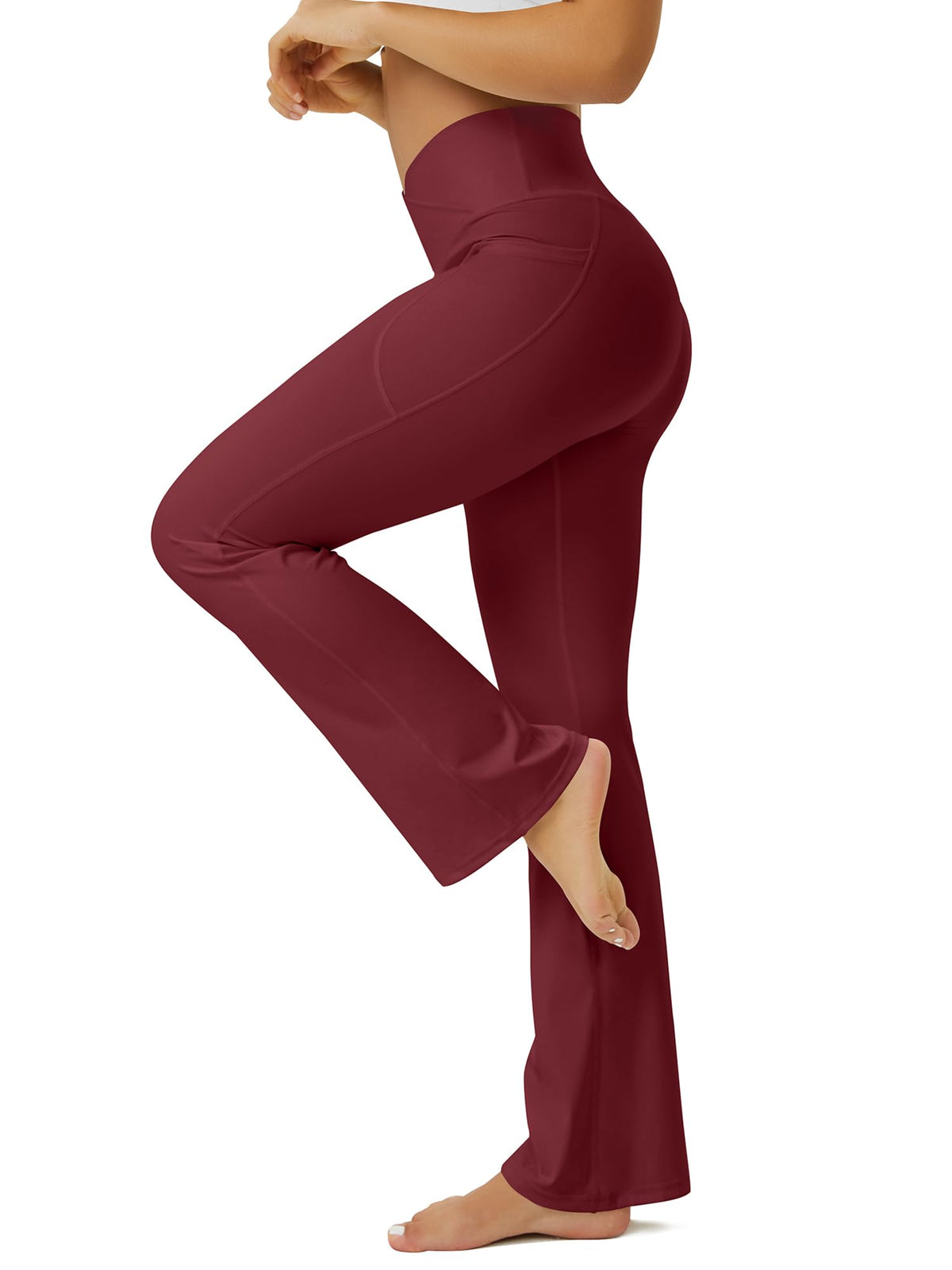 FOHOFO Women’s Crossover Flare Leggings with Pockets