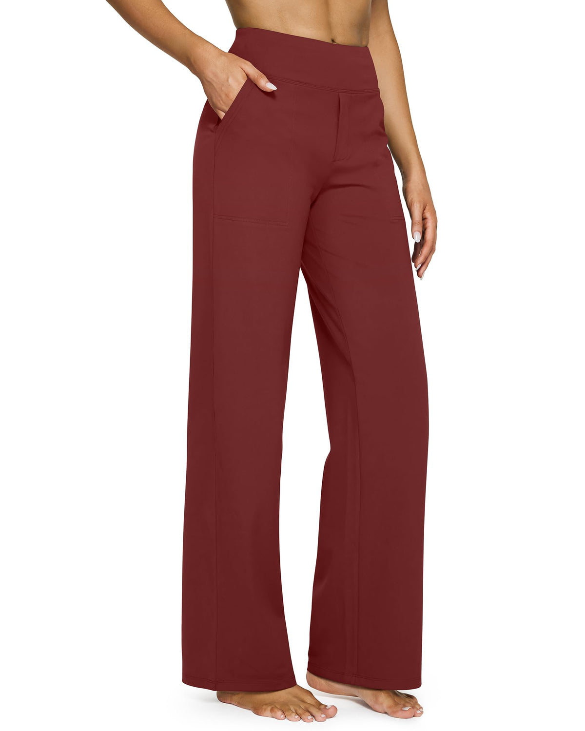 G4Free Women’s High-Waisted Wide-Leg Yoga Pants with Pockets