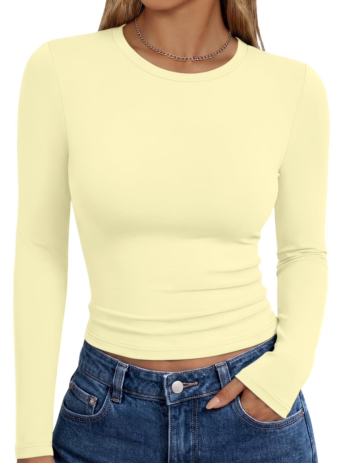 Trendy Queen Women’s Slim Fit Long Sleeve Crewneck Tee