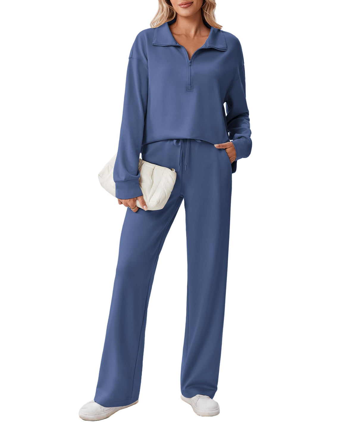 PINSPARK Women’s Half-Zip Top & Straight-Leg Pants Set