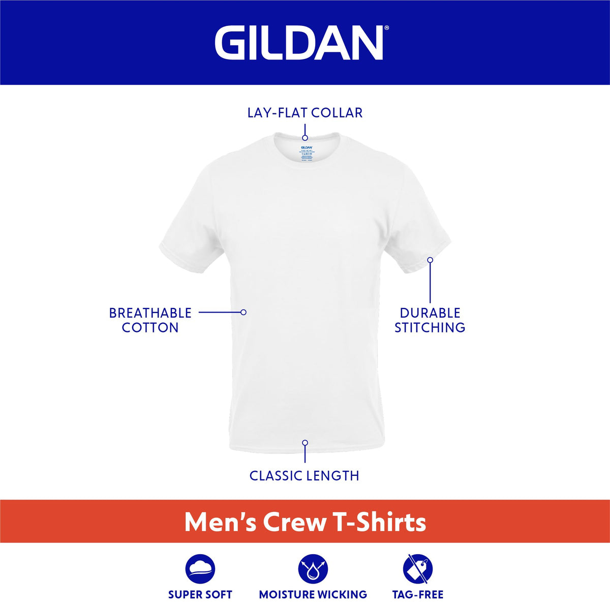 Gildan Men’s Cotton Crewneck T-Shirts, Multipack