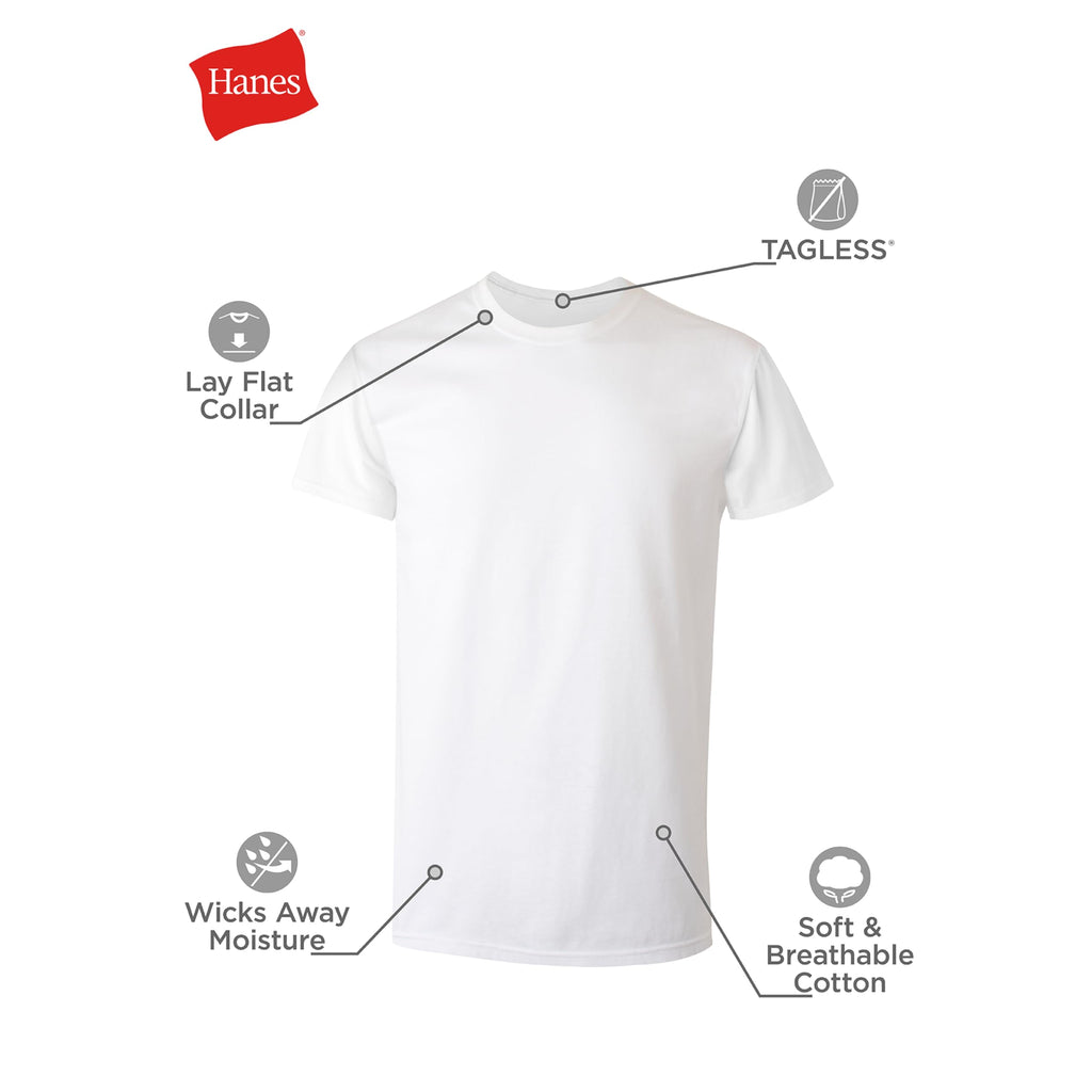 Hanes Men’s Stay-Tucked Cotton Crewneck Undershirts, Multipack