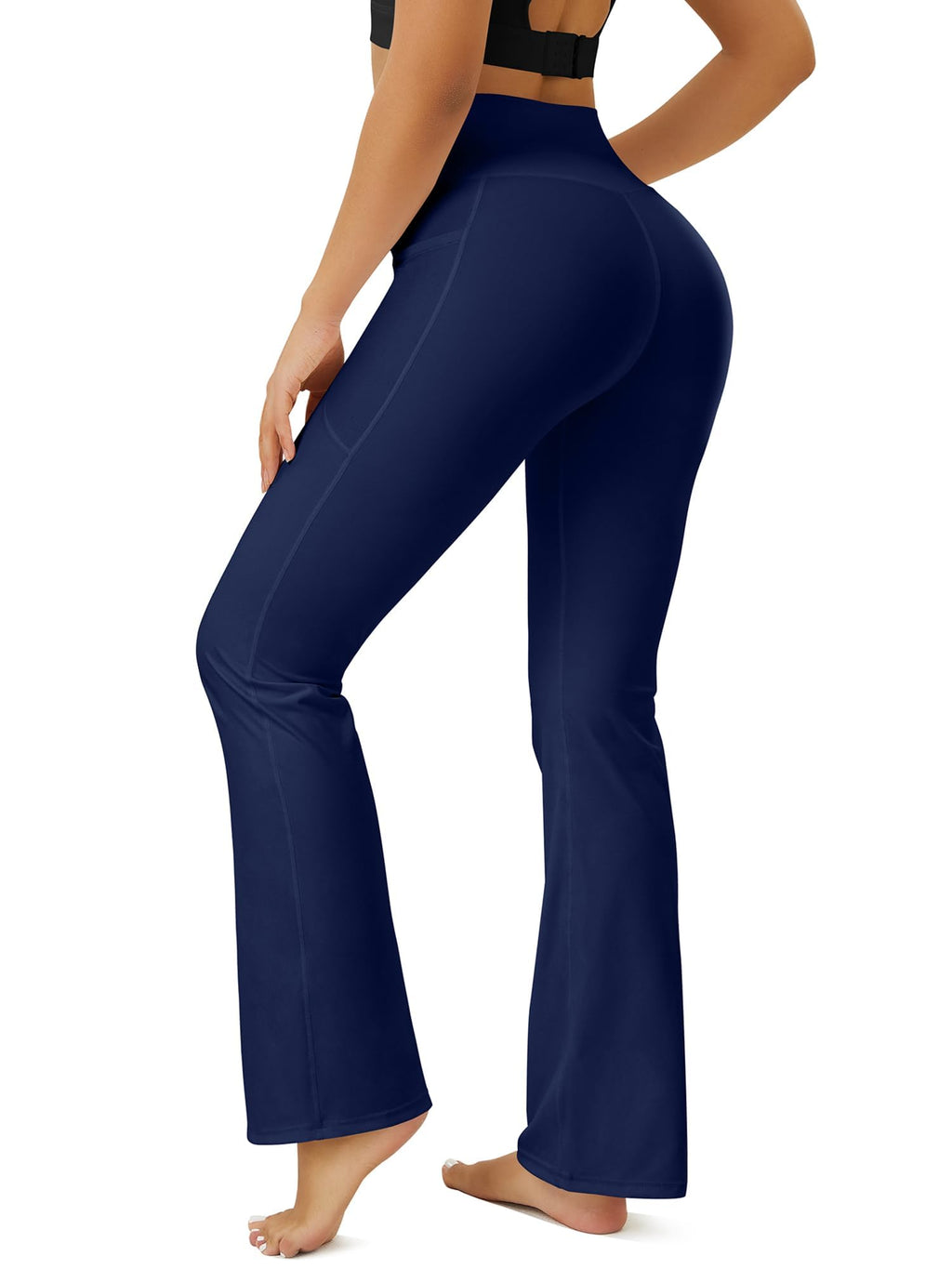 FOHOFO Women’s Crossover Flare Leggings with Pockets