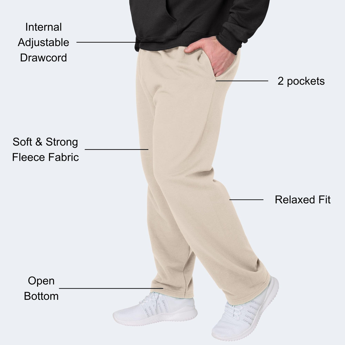 Hanes Men’s EcoSmart Open-Hem Fleece Sweatpants