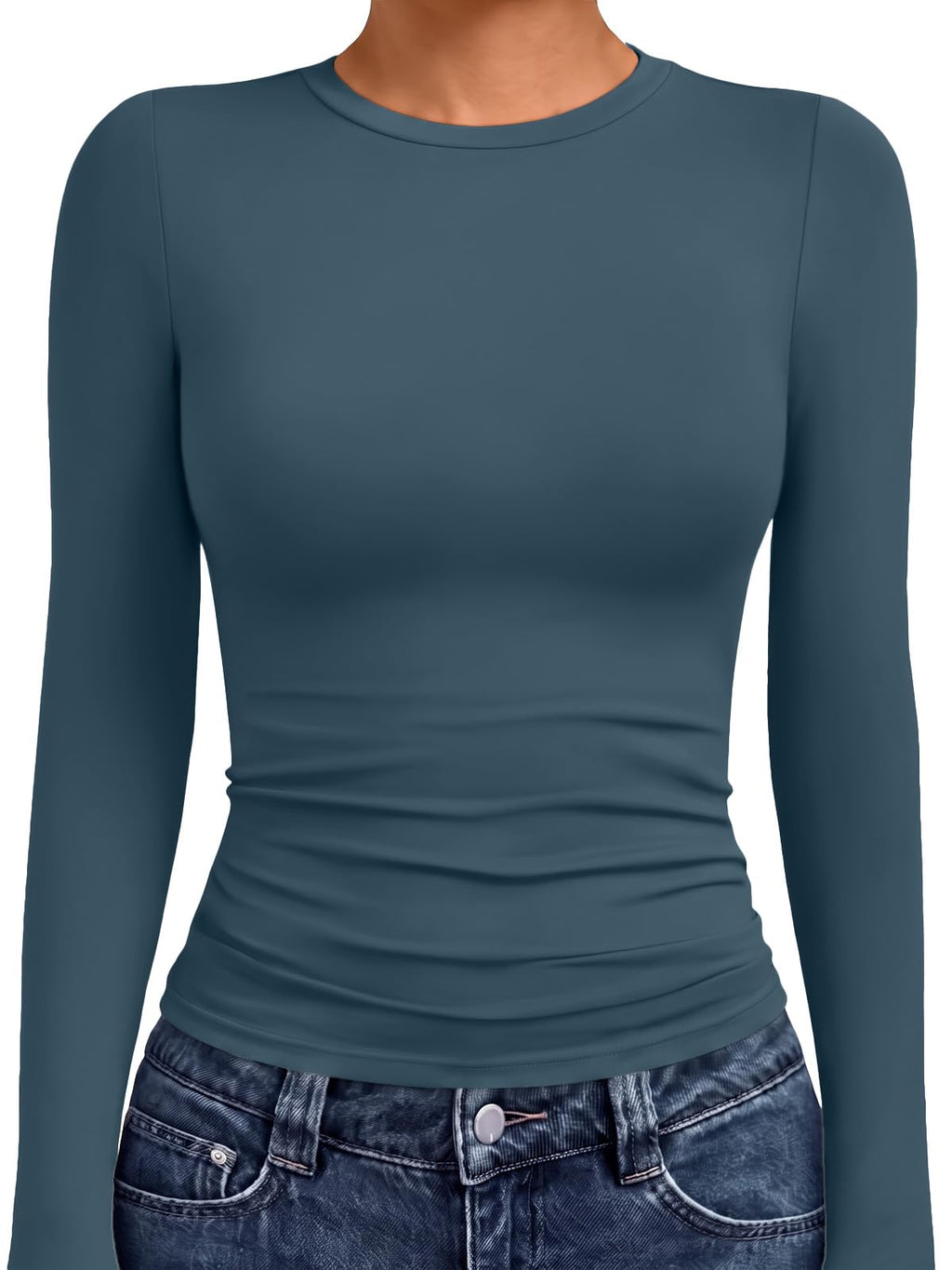 AUTOMET Women’s Fitted Long Sleeve Crewneck Top