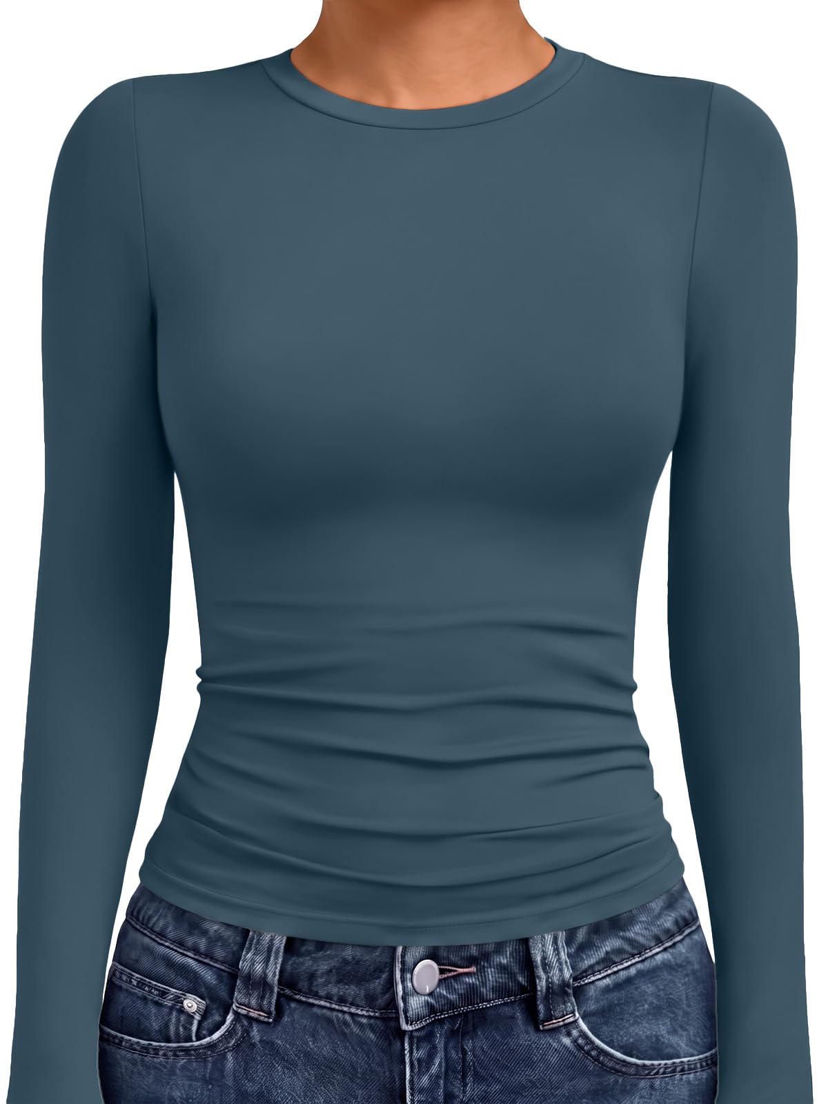 AUTOMET Women’s Fitted Long Sleeve Crewneck Top