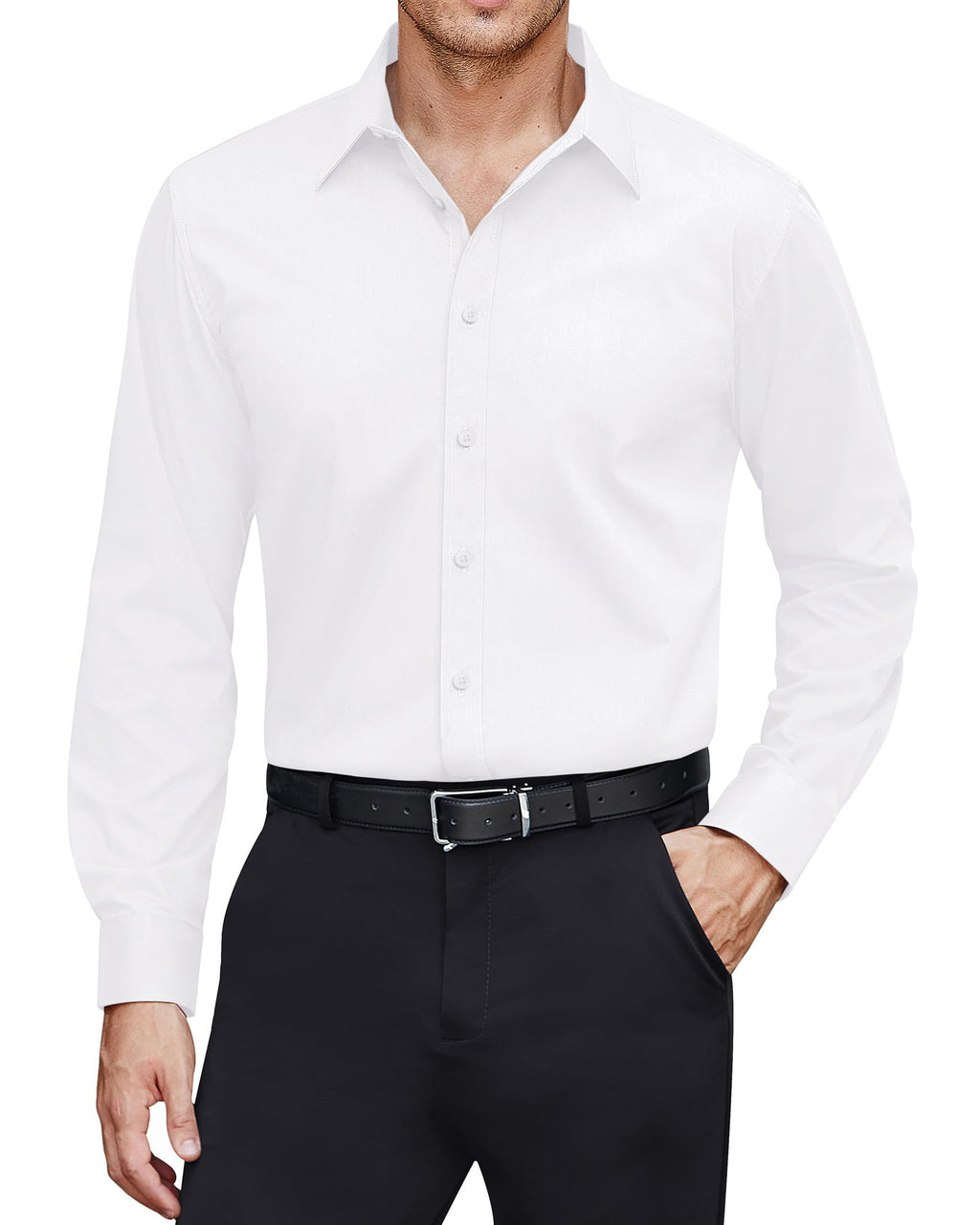 J.VER Men’s Stain Shield Long Sleeve Stretch Dress Shirt
