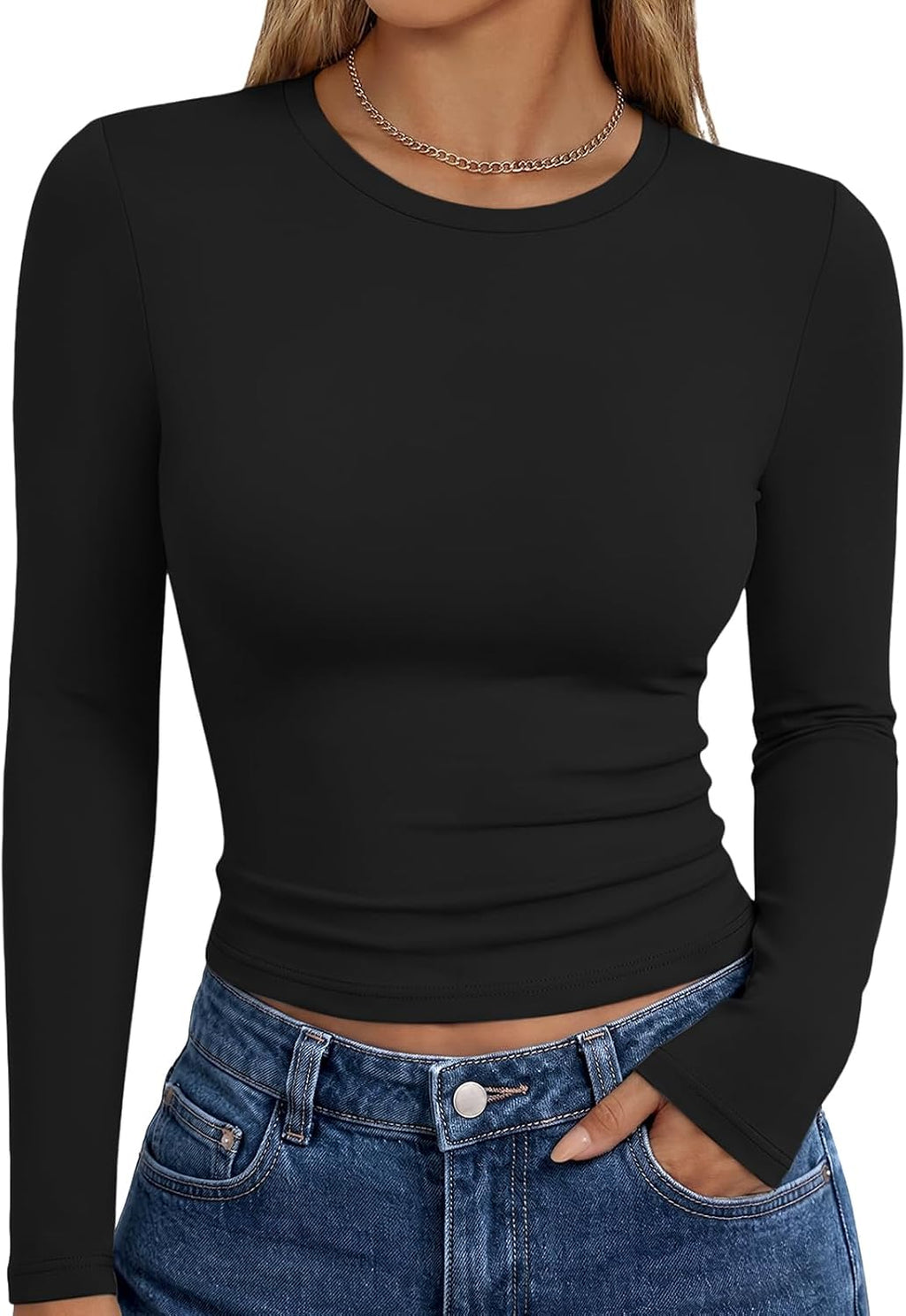 Trendy Queen Women’s Slim Fit Long Sleeve Crewneck Tee