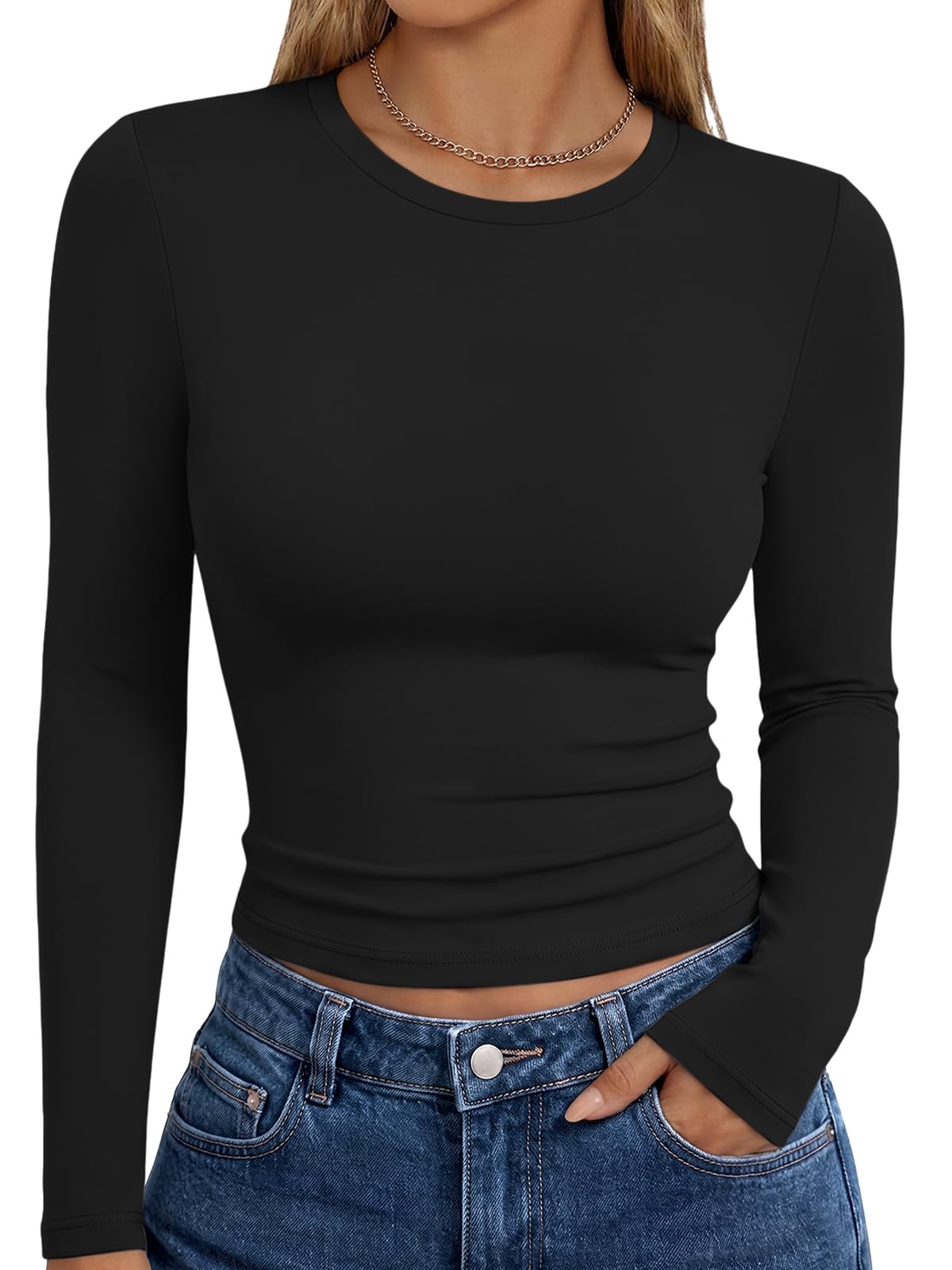 Trendy Queen Women’s Slim Fit Long Sleeve Crewneck Tee