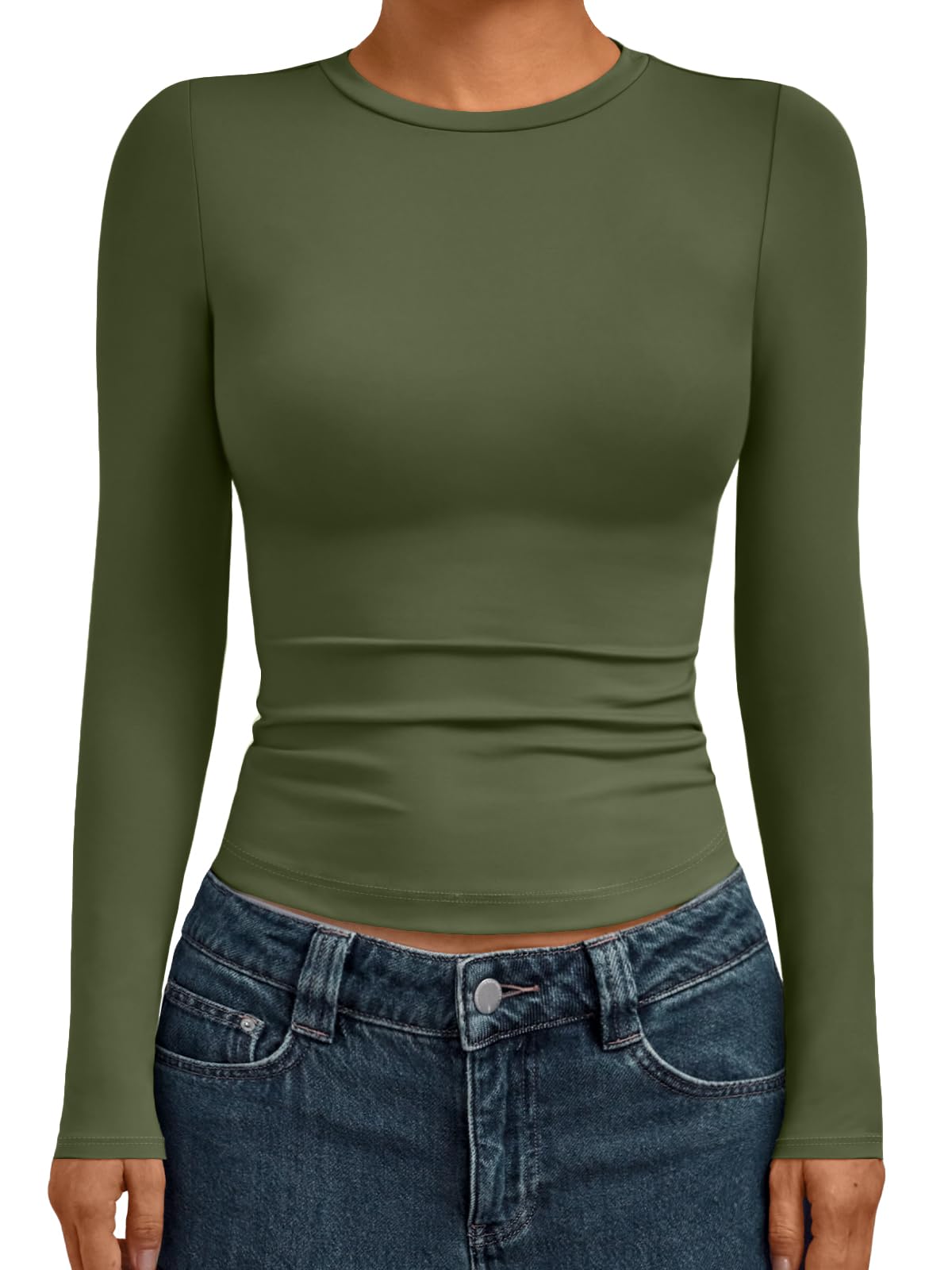 AUTOMET Women’s Fitted Long Sleeve Crewneck Top