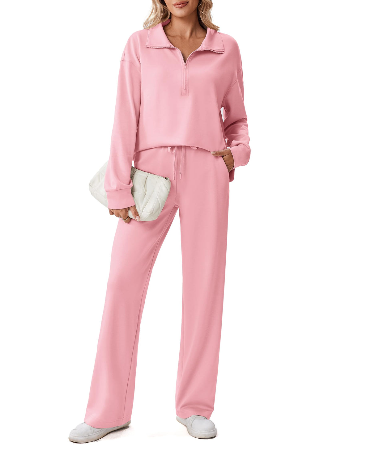PINSPARK Women’s Half-Zip Top & Straight-Leg Pants Set