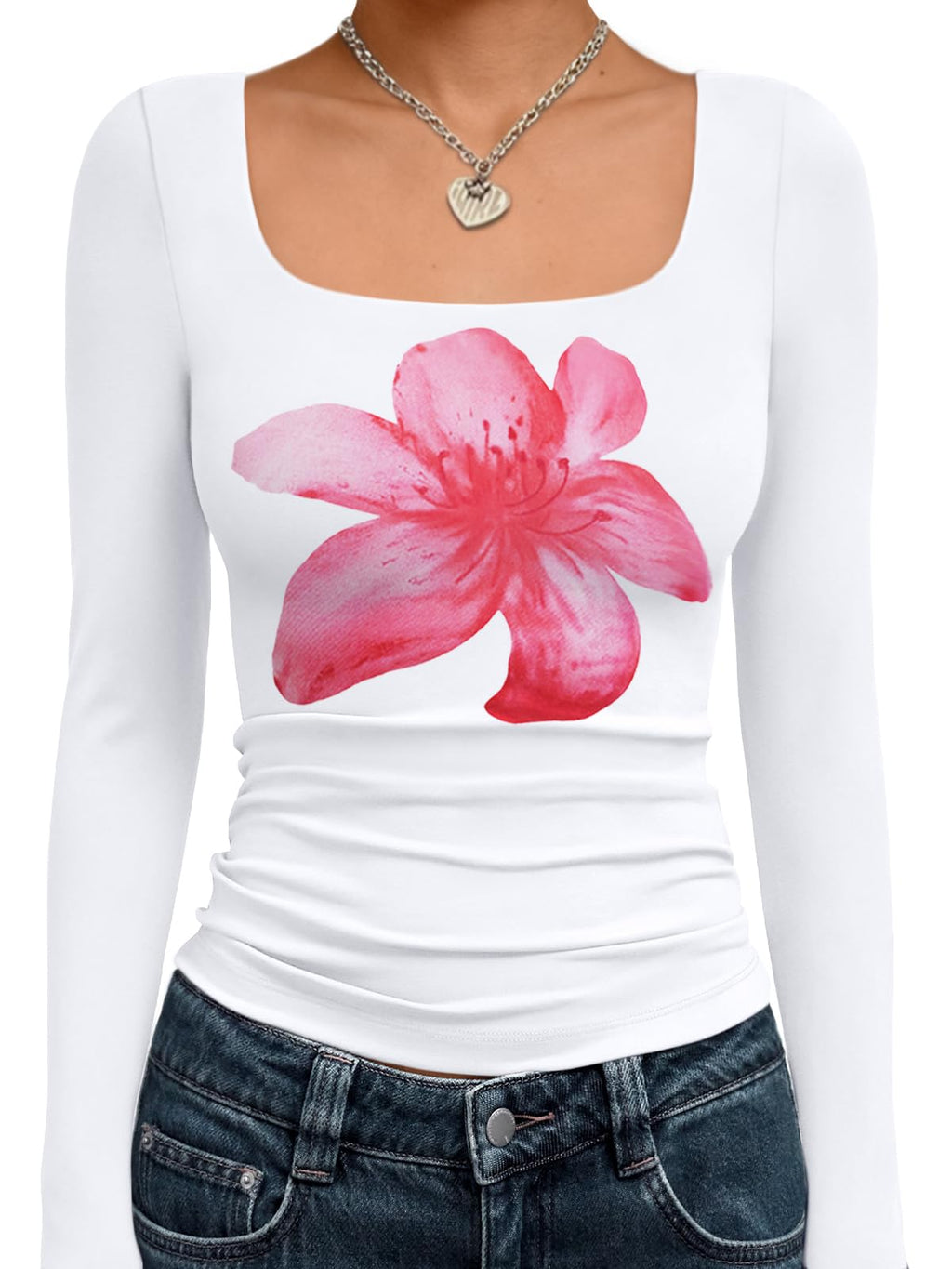 Trendy Queen Women’s Double-Lined Square Neck Long Sleeve Top