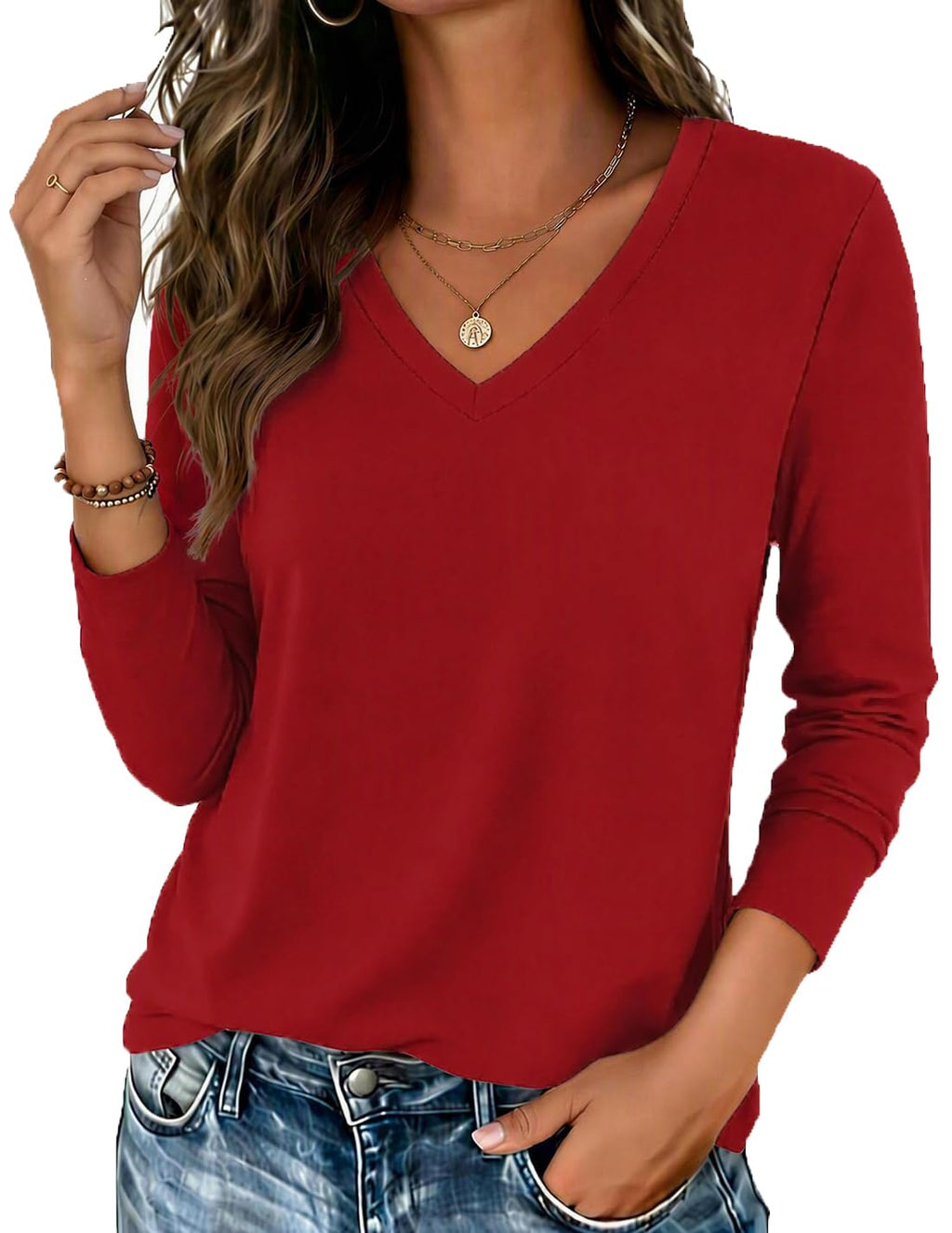Zeagoo Women’s Long Sleeve V-Neck Tee