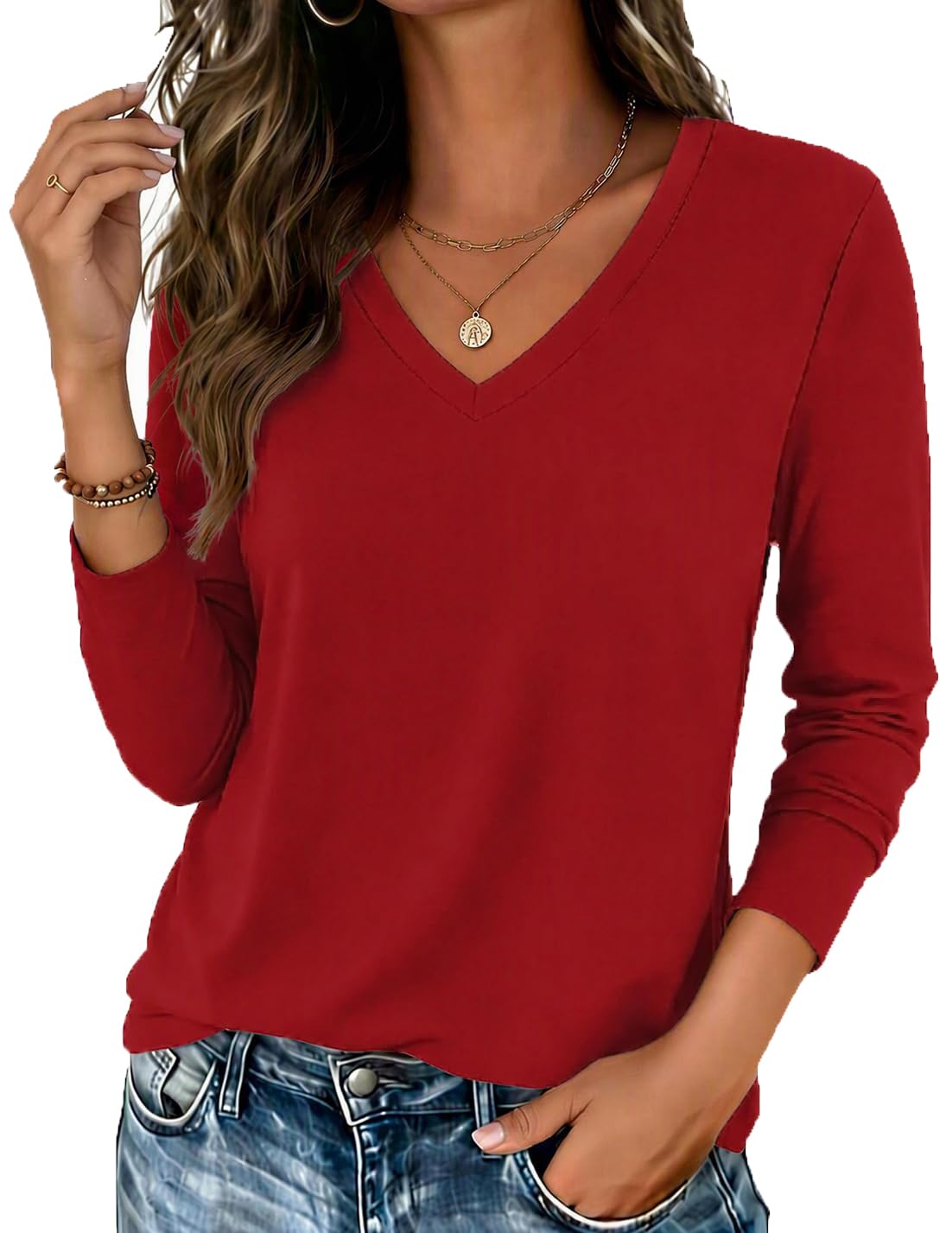 Zeagoo Women’s Long Sleeve V-Neck Tee