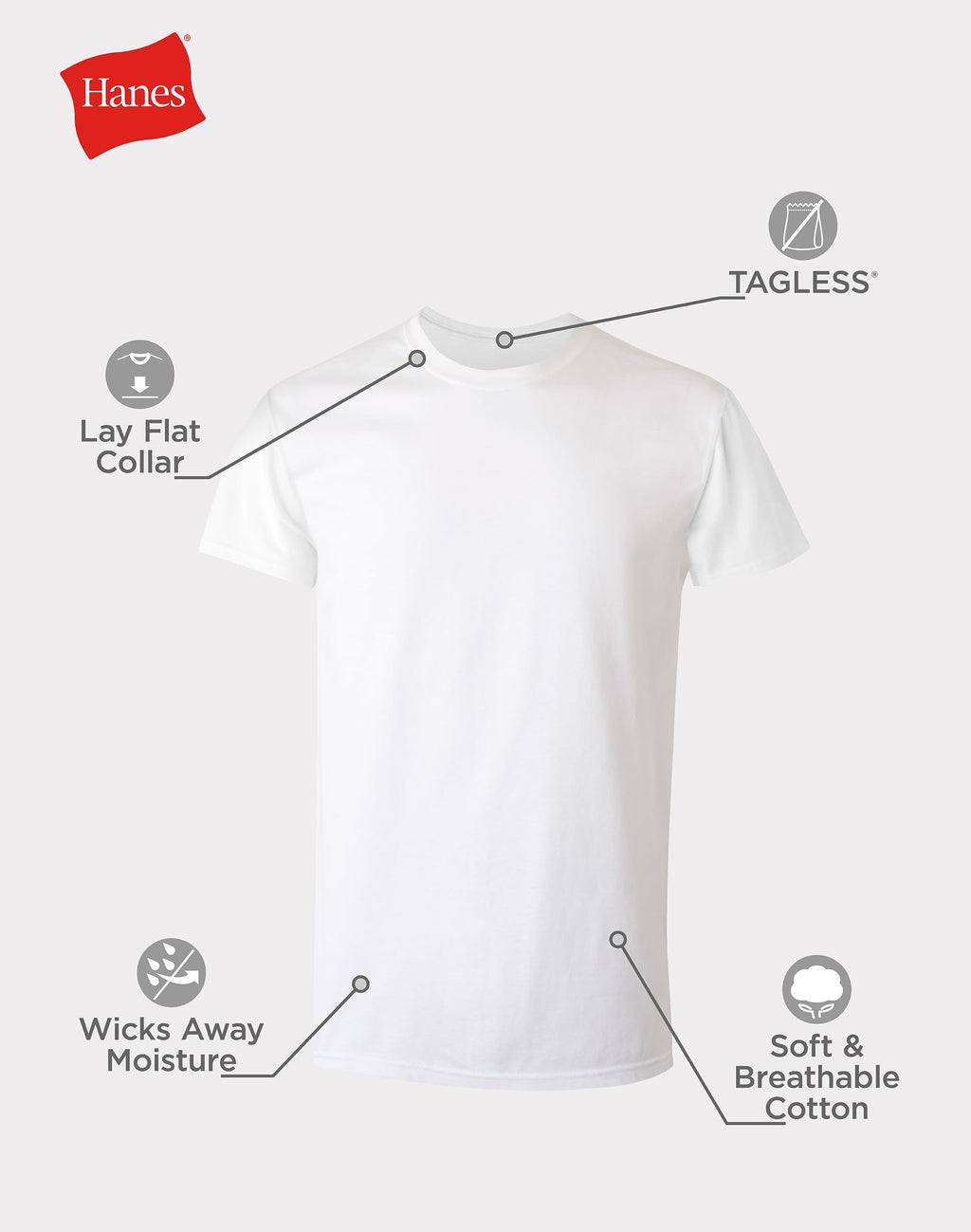 Hanes Men’s Stay-Tucked Cotton Crewneck Undershirts, Multipack