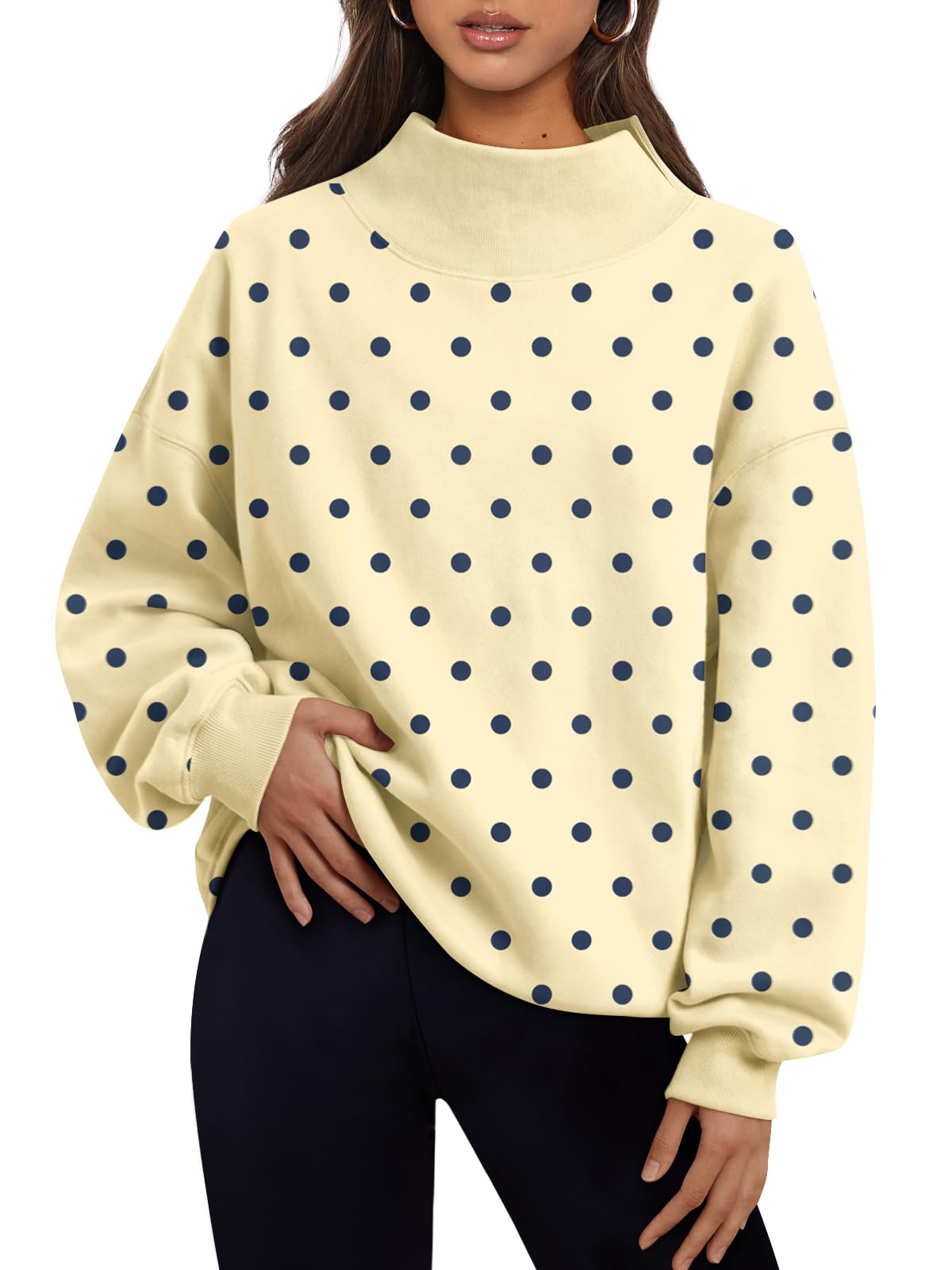 Trendy Queen Women’s Oversized Mock Neck Sweatshirt