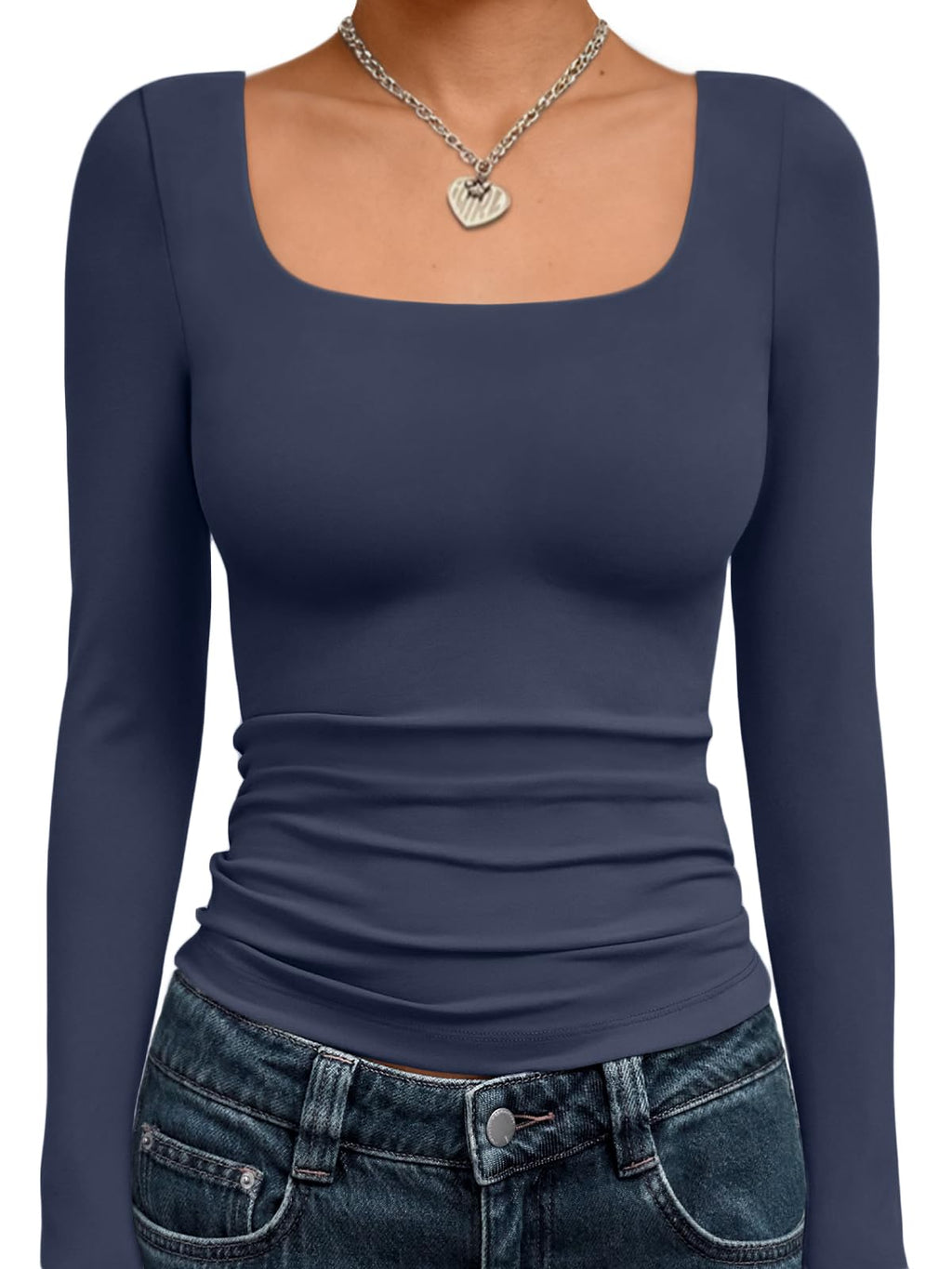Trendy Queen Women’s Double-Lined Square Neck Long Sleeve Top