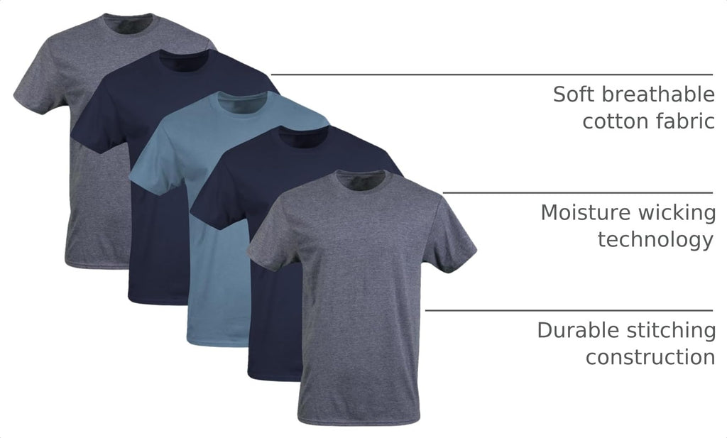 Gildan Men’s Cotton Crewneck T-Shirts, Multipack