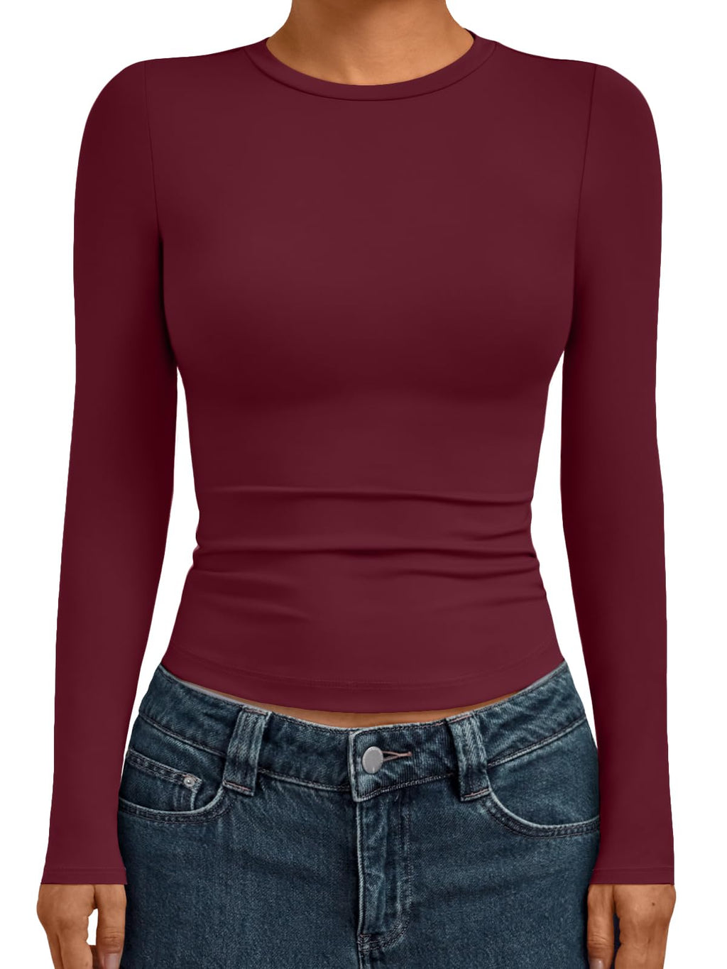 AUTOMET Women’s Fitted Long Sleeve Crewneck Top
