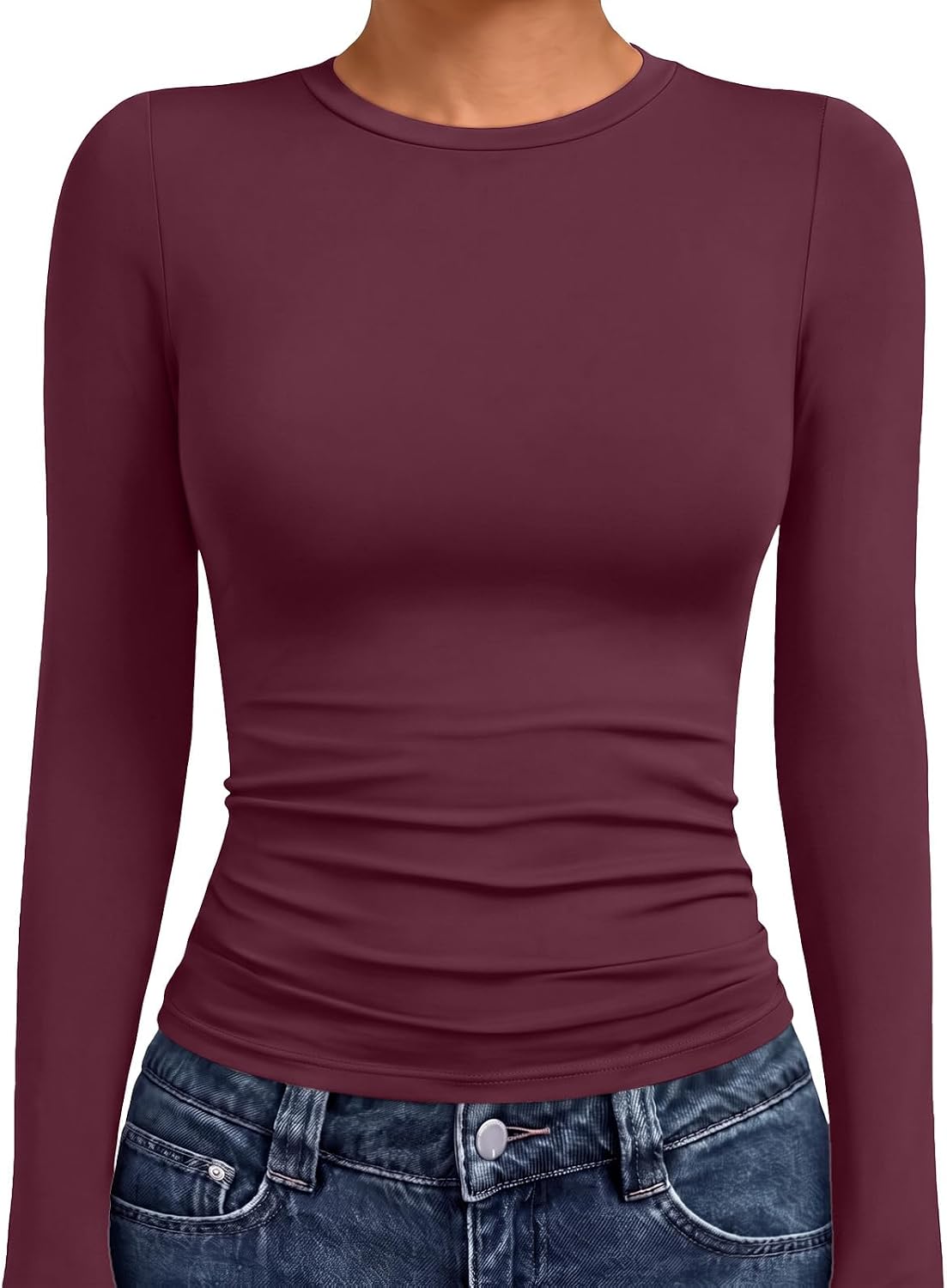 AUTOMET Women’s Fitted Long Sleeve Crewneck Top