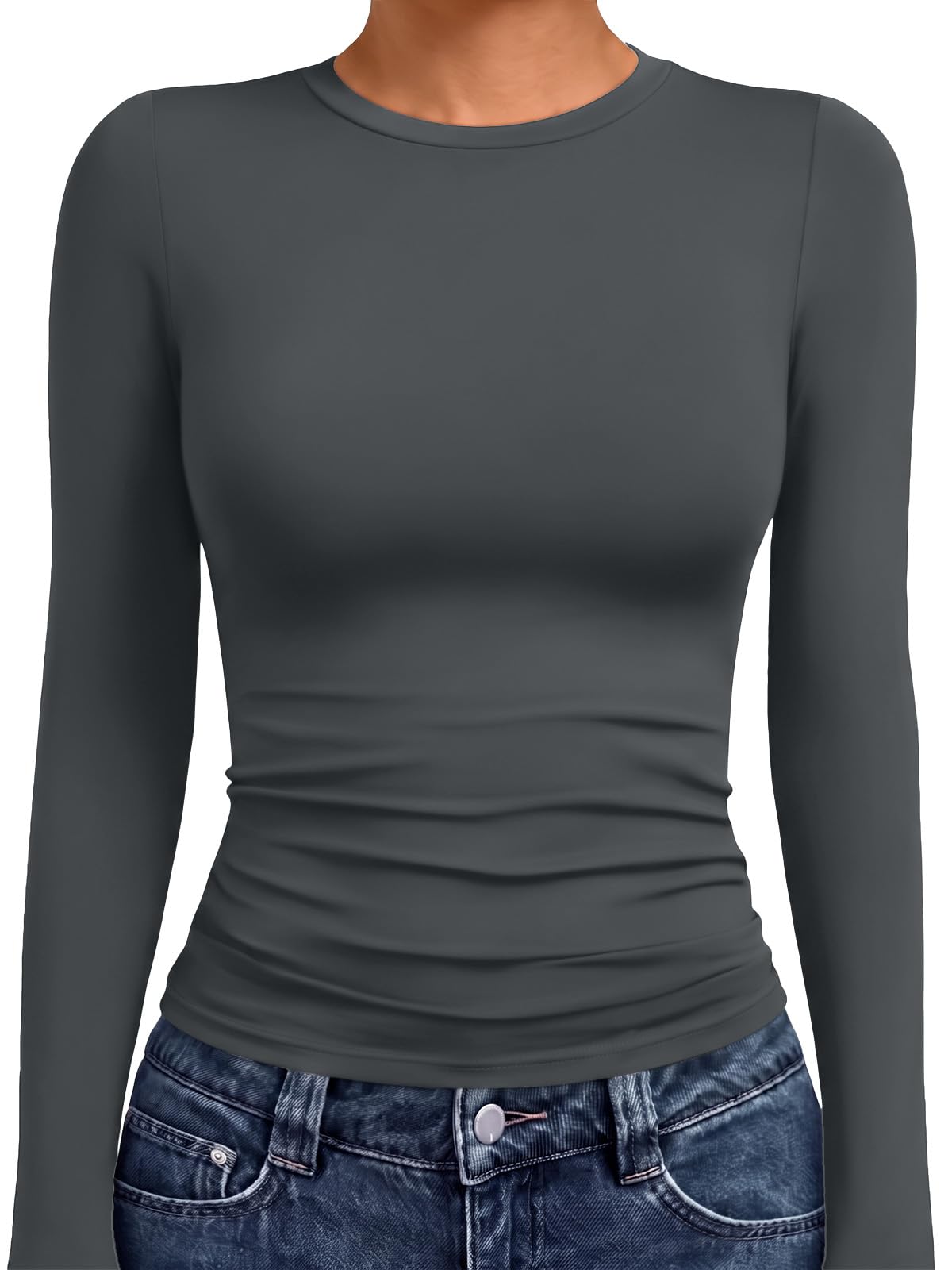 AUTOMET Women’s Fitted Long Sleeve Crewneck Top