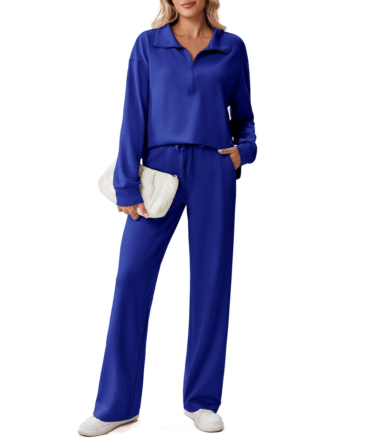 PINSPARK Women’s Half-Zip Top & Straight-Leg Pants Set