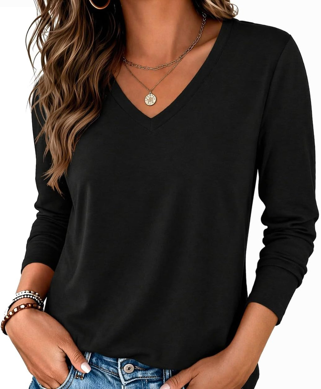 Zeagoo Women’s Long Sleeve V-Neck Tee
