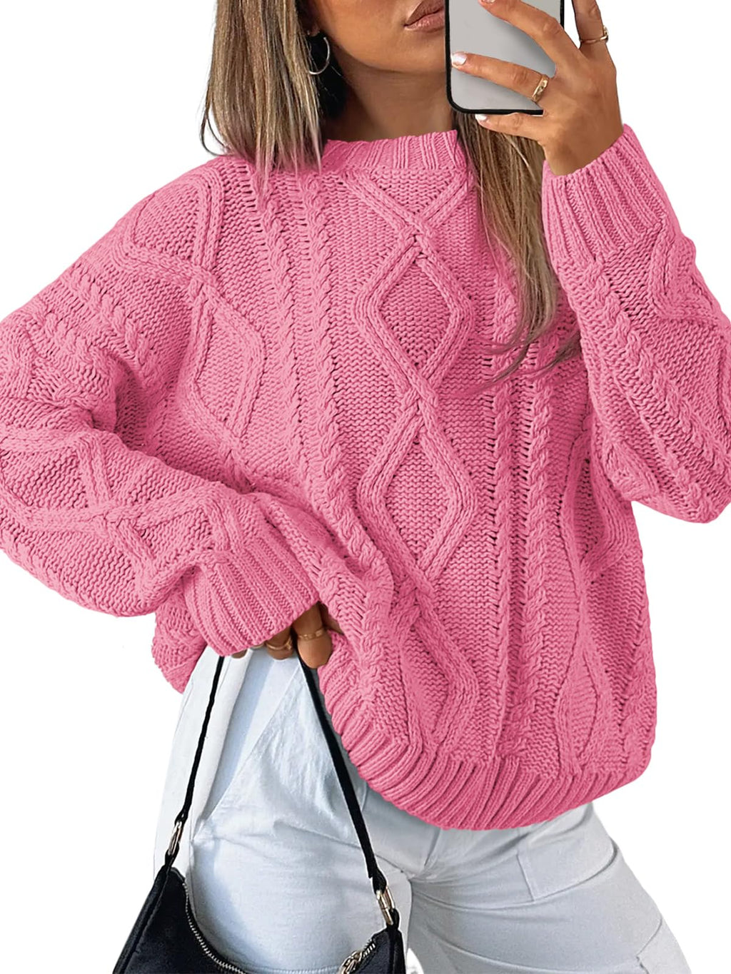 Trendy Queen Women’s Oversized Cable Knit Sweater