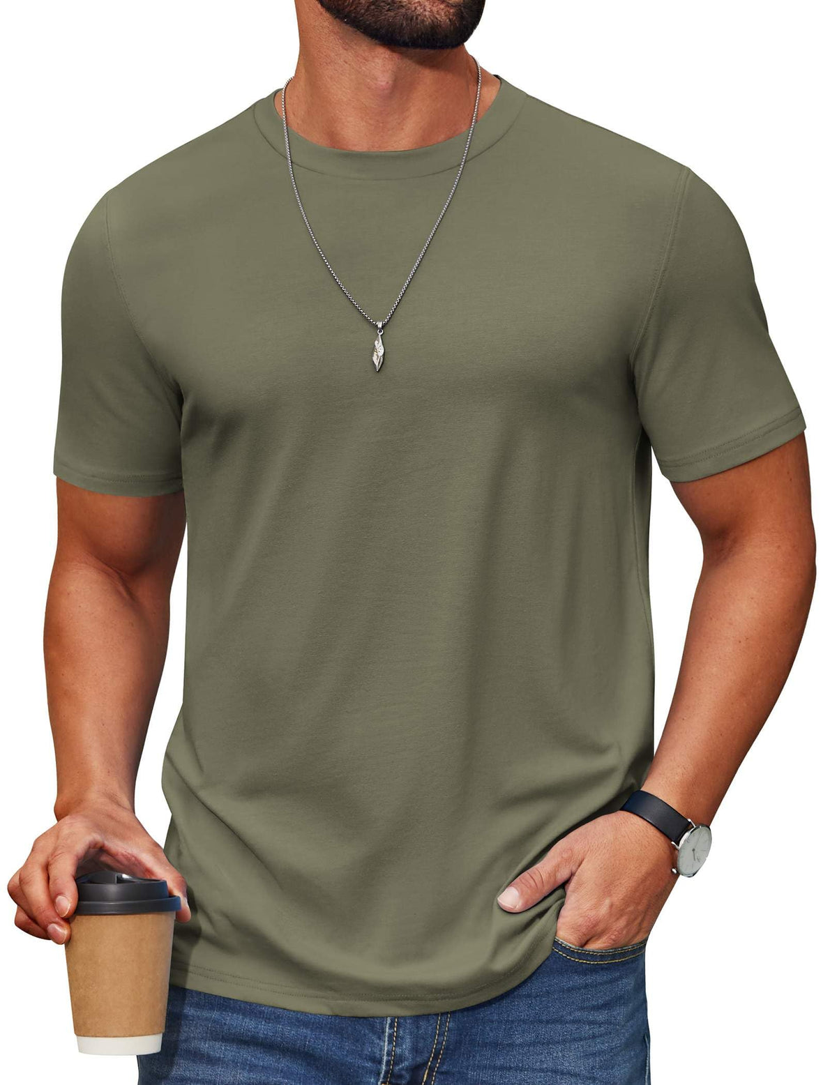 COOFANDY Men’s Cotton-Blend Short Sleeve Crewneck Tee