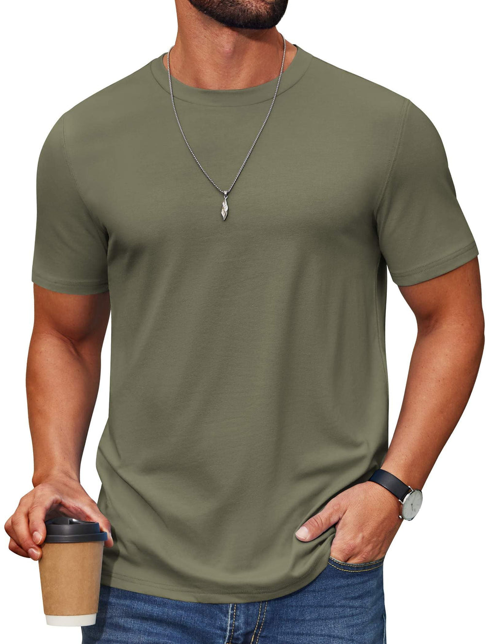 COOFANDY Men’s Cotton-Blend Short Sleeve Crewneck Tee