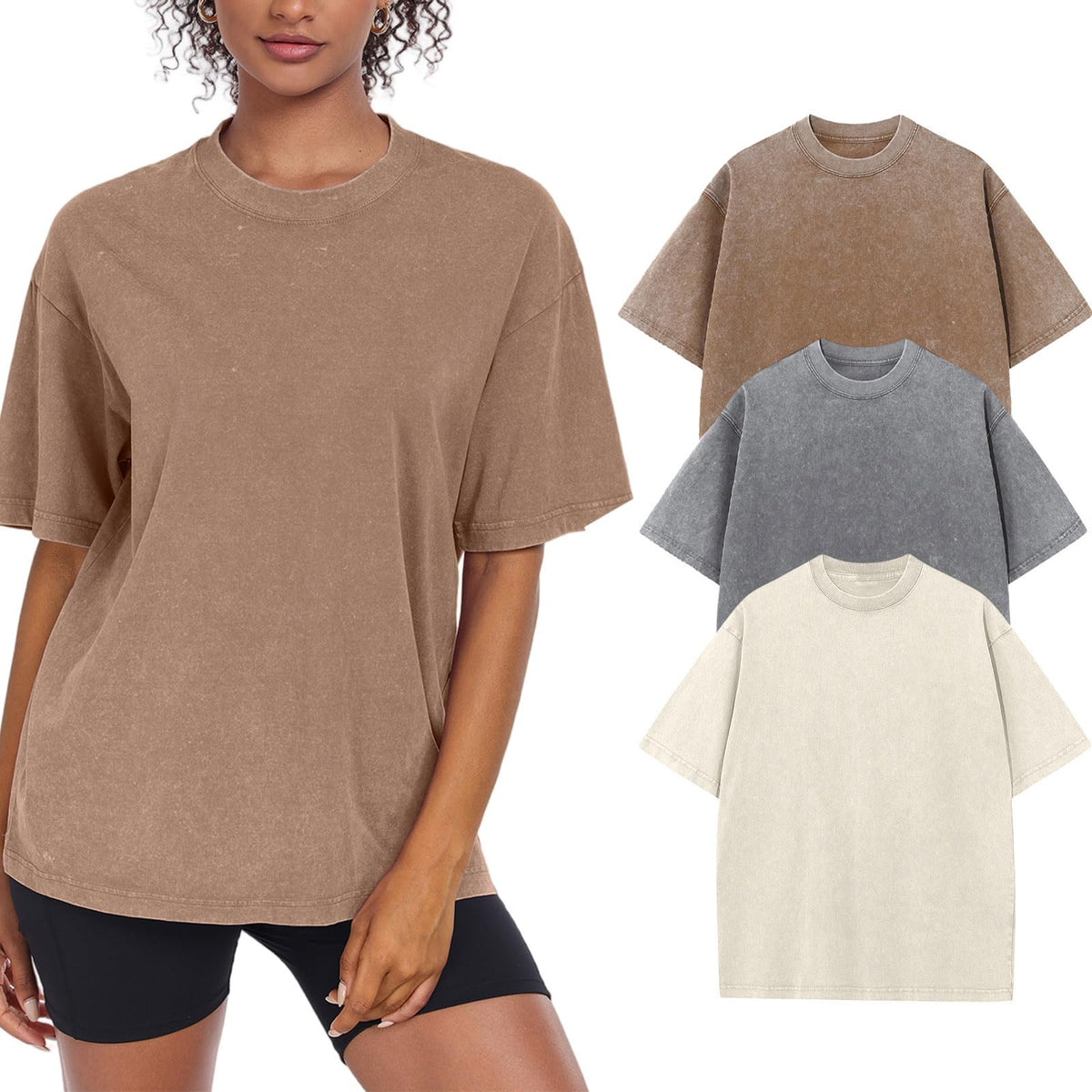 Women’s Oversized Vintage-Wash Cotton Tee