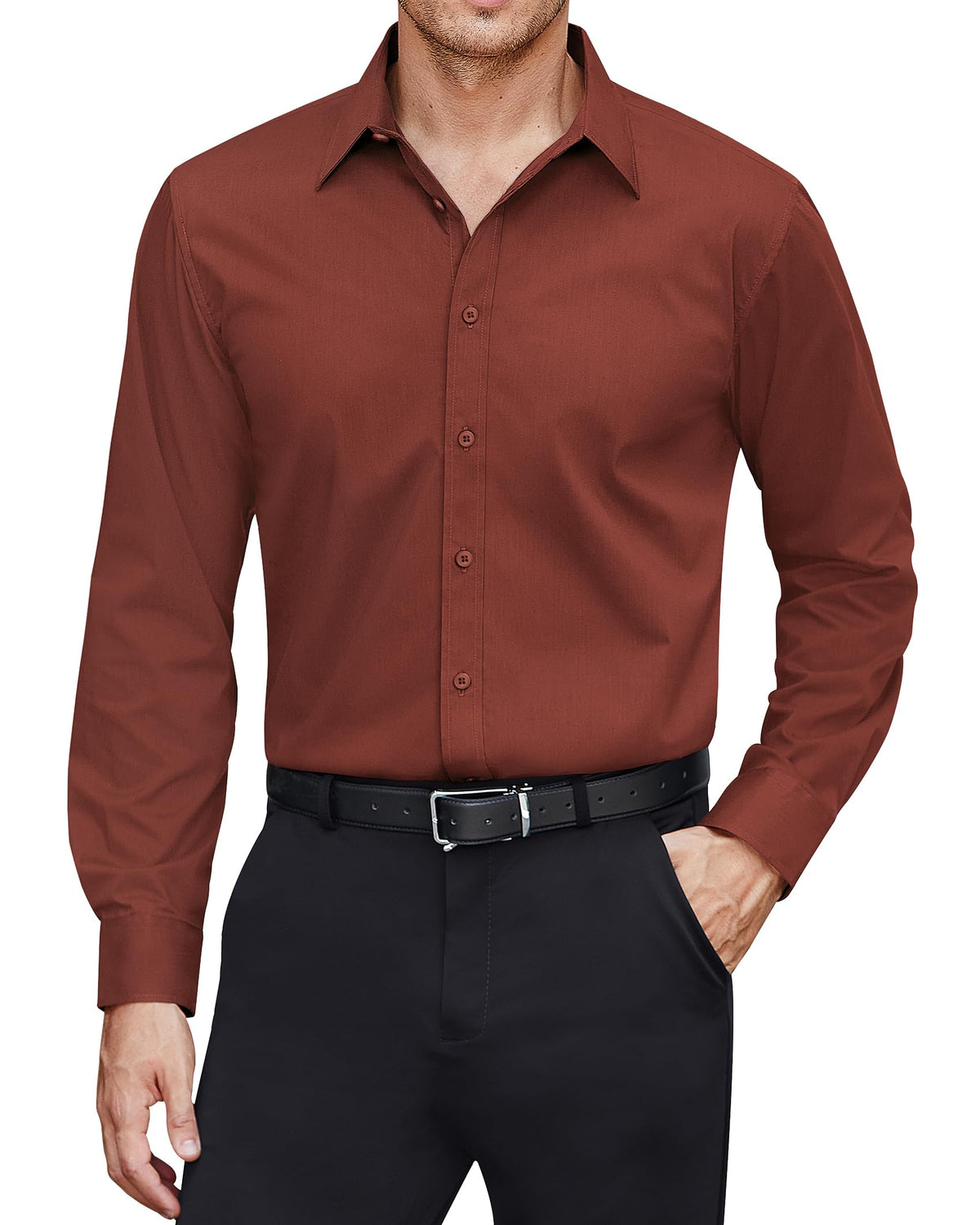 J.VER Men’s Stain Shield Long Sleeve Stretch Dress Shirt