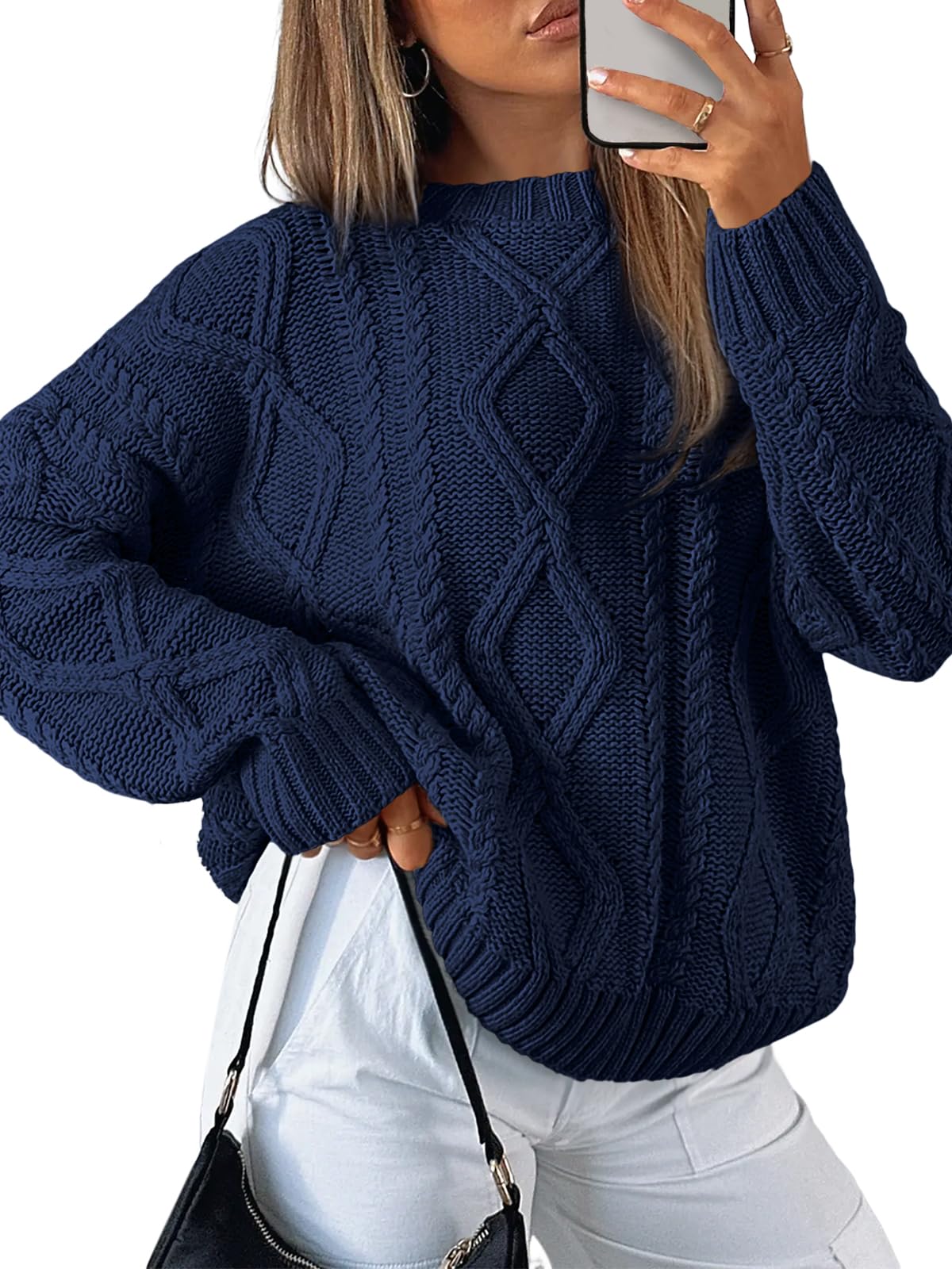 Trendy Queen Women’s Oversized Cable Knit Sweater