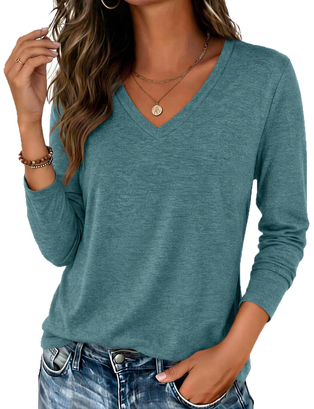 Zeagoo Women’s Long Sleeve V-Neck Tee