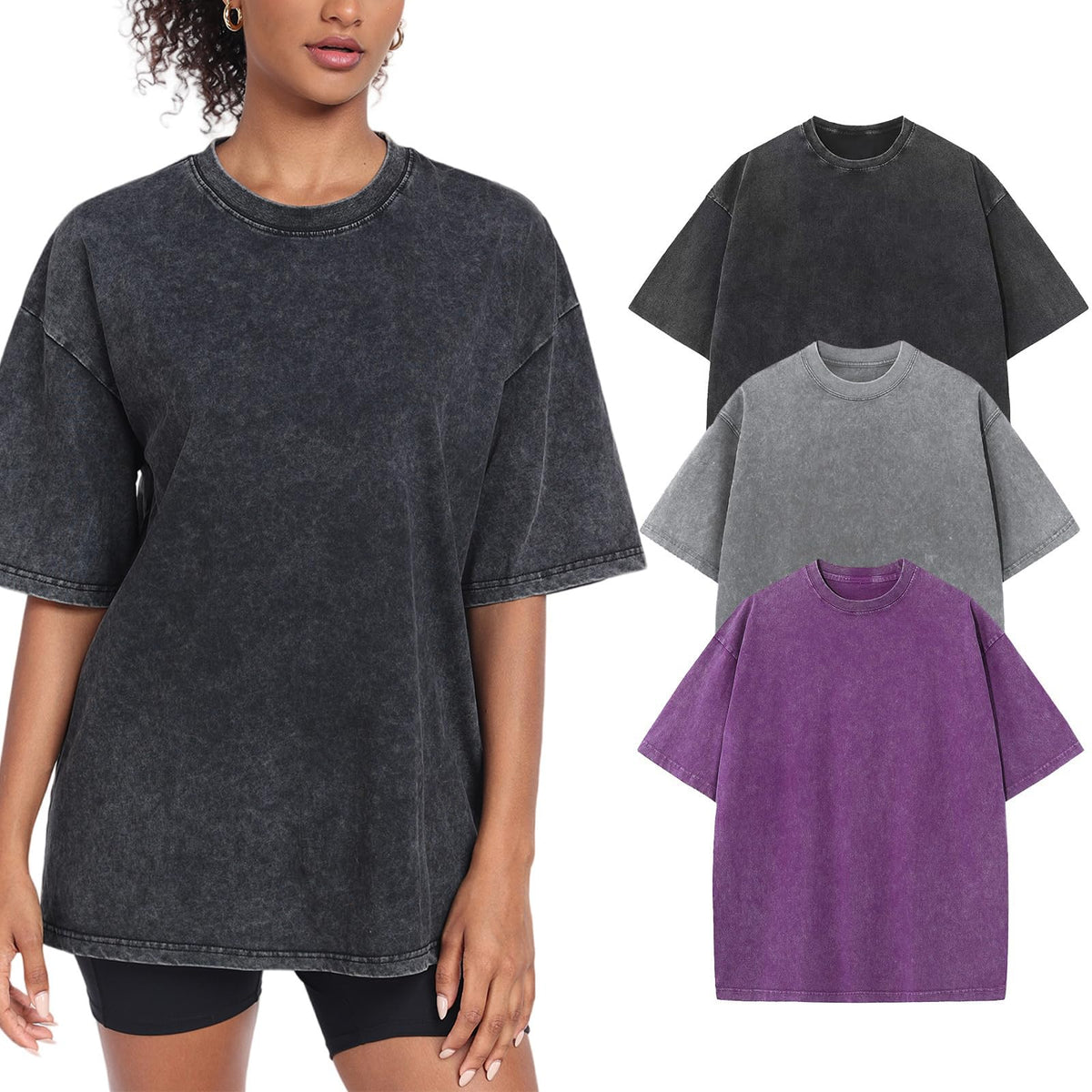 Women’s Oversized Vintage-Wash Cotton Tee