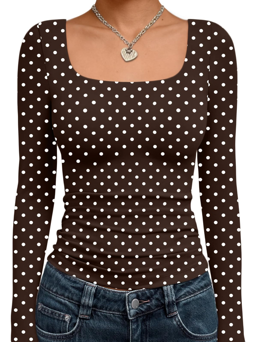 Trendy Queen Women’s Double-Lined Square Neck Long Sleeve Top