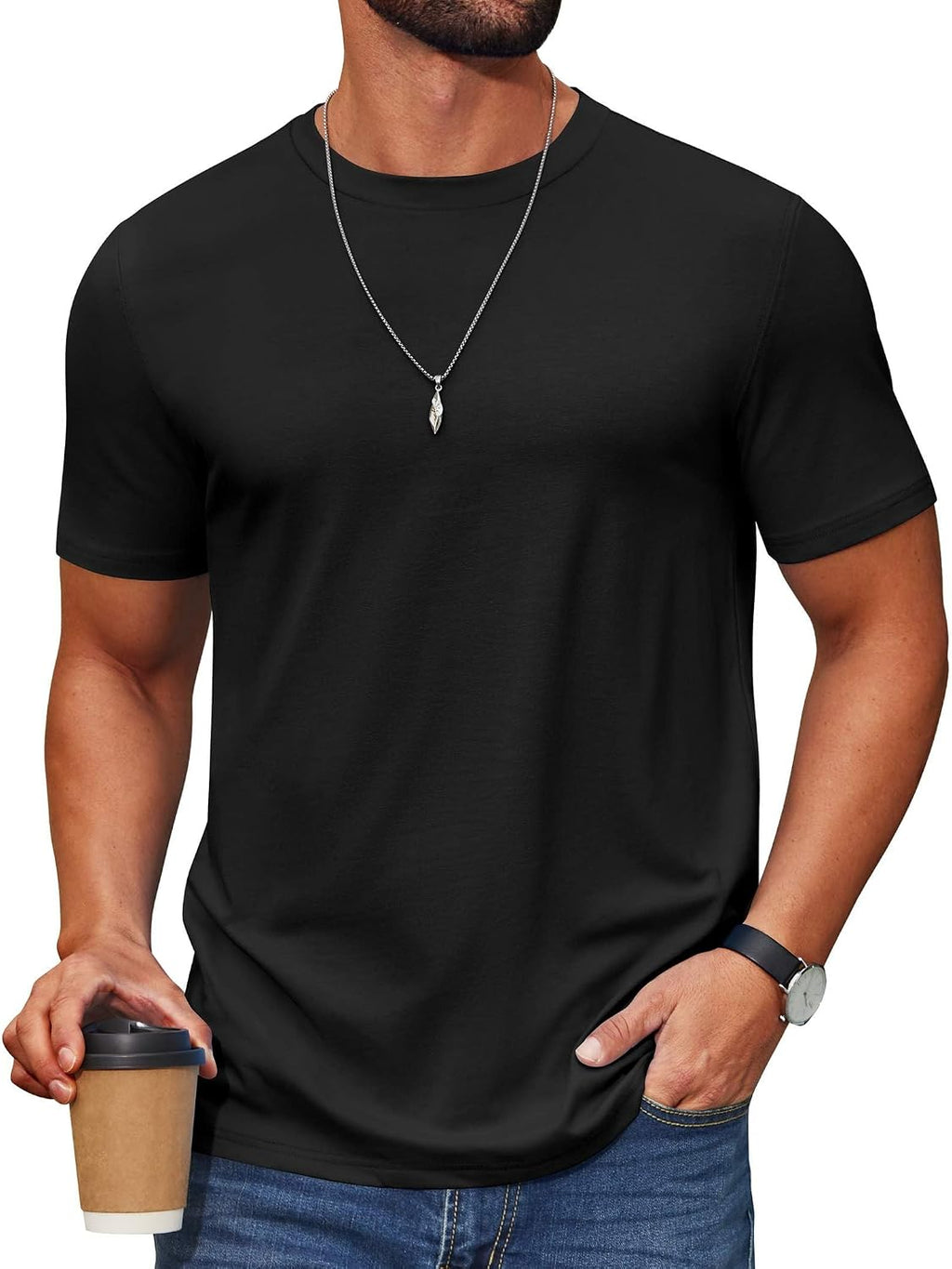 COOFANDY Men’s Cotton-Blend Short Sleeve Crewneck Tee