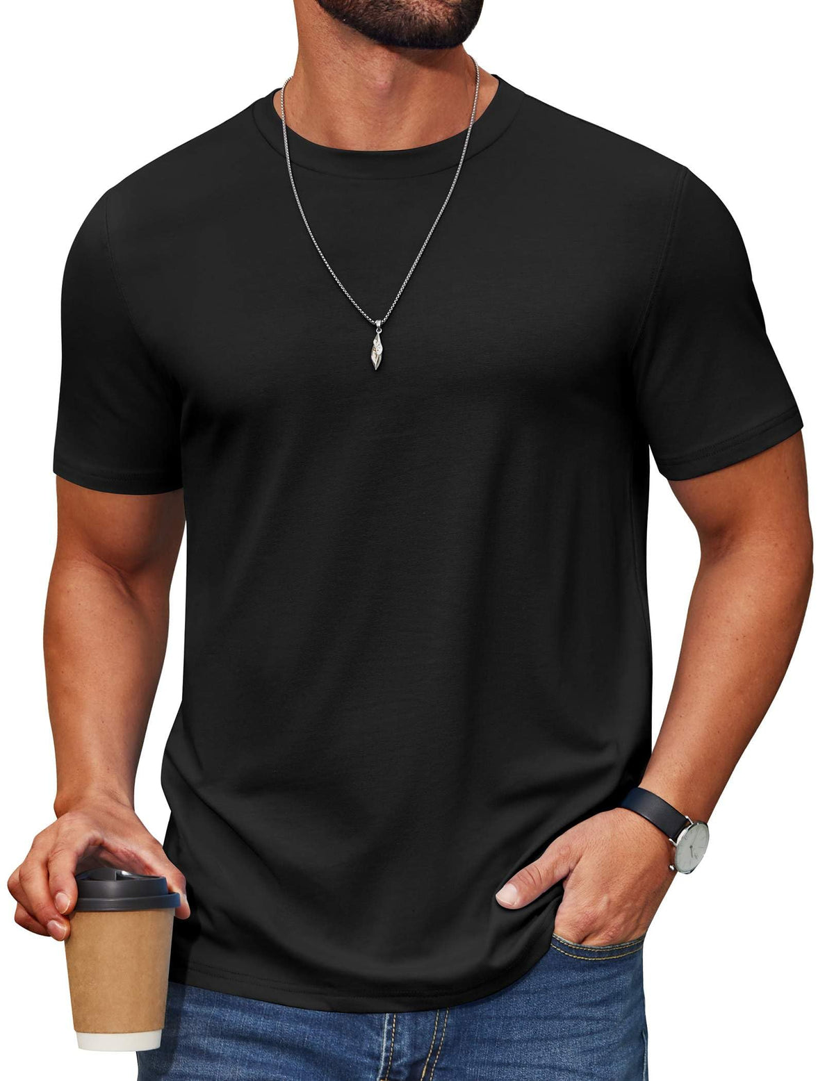 COOFANDY Men’s Cotton-Blend Short Sleeve Crewneck Tee