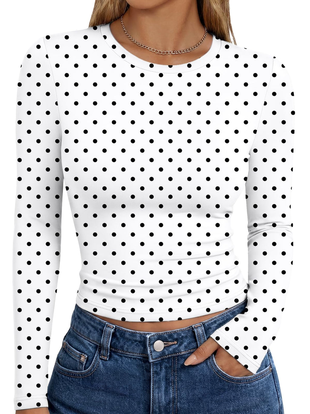 Trendy Queen Women’s Slim Fit Long Sleeve Crewneck Tee