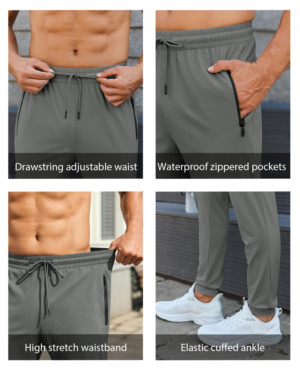 Men’s Lightweight Athletic Joggers with Zipper Pockets