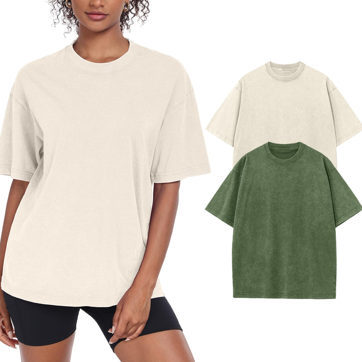 Women’s Oversized Vintage-Wash Cotton Tee