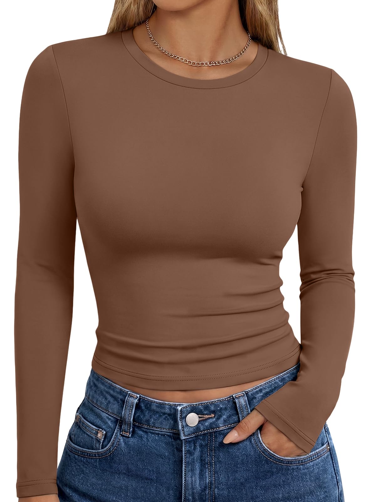 Trendy Queen Women’s Slim Fit Long Sleeve Crewneck Tee