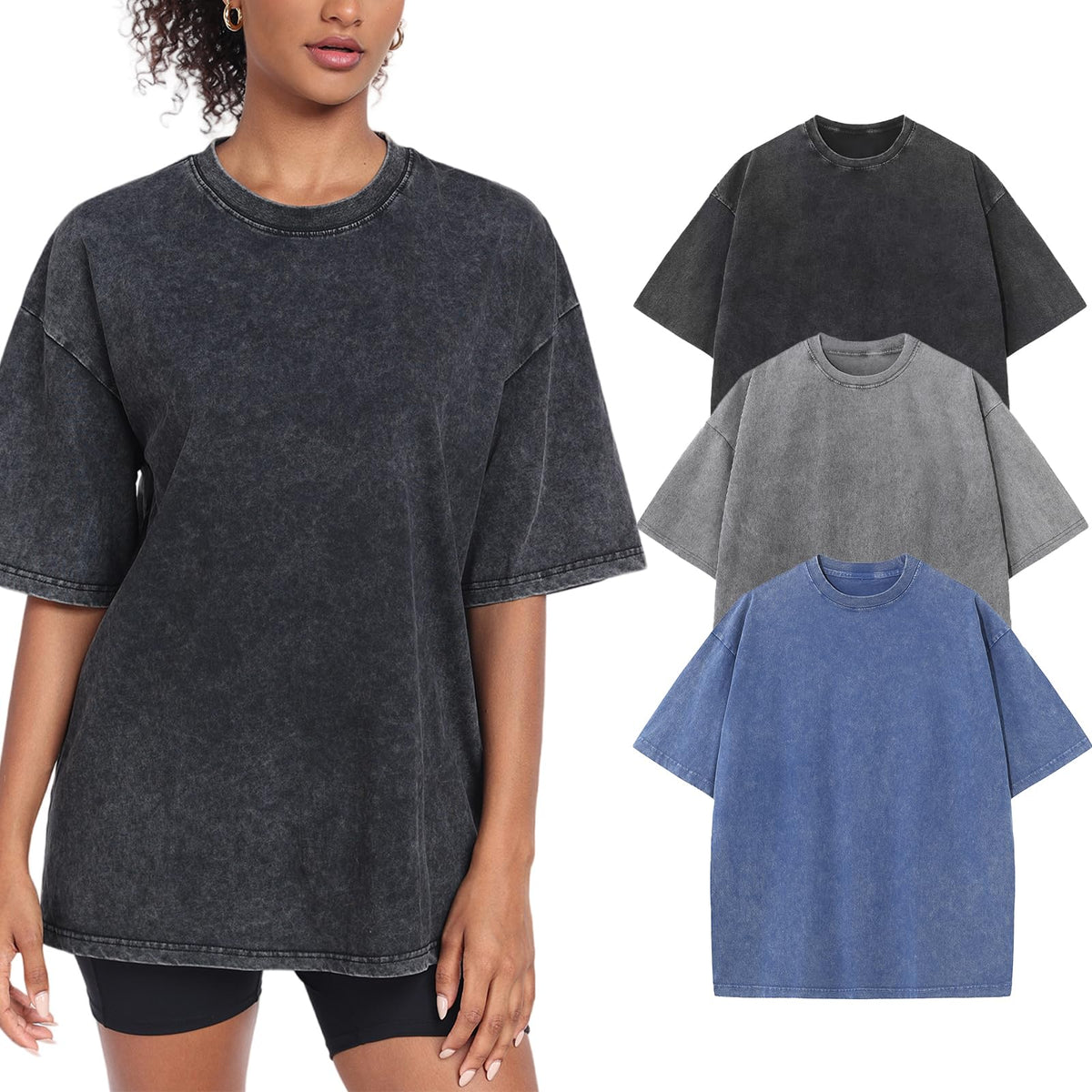 Women’s Oversized Vintage-Wash Cotton Tee