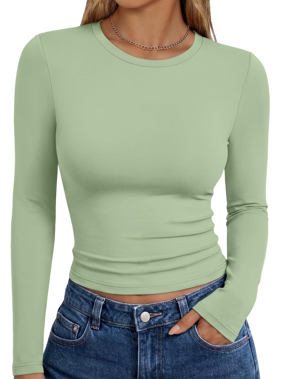 Trendy Queen Women’s Slim Fit Long Sleeve Crewneck Tee